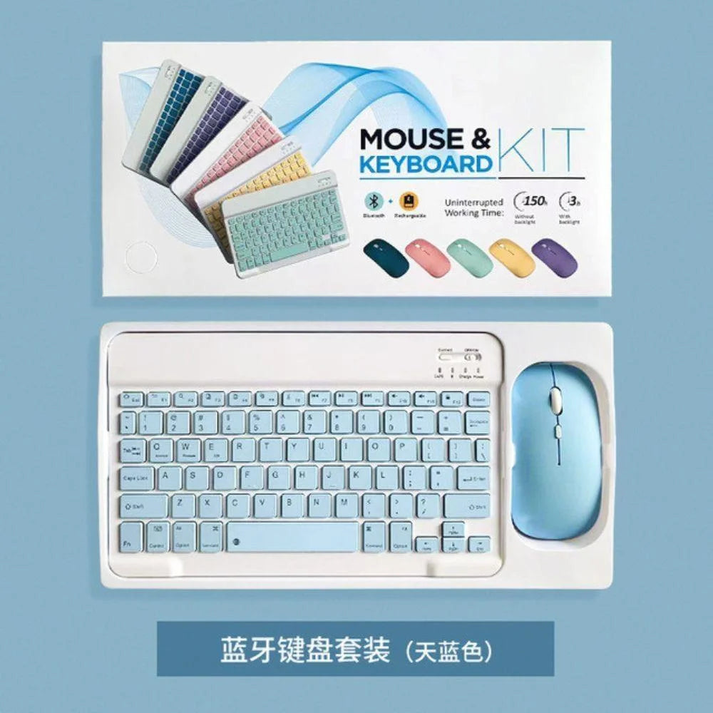 Keyboard and mouse set compatible with android ios and windows - blue - bundle