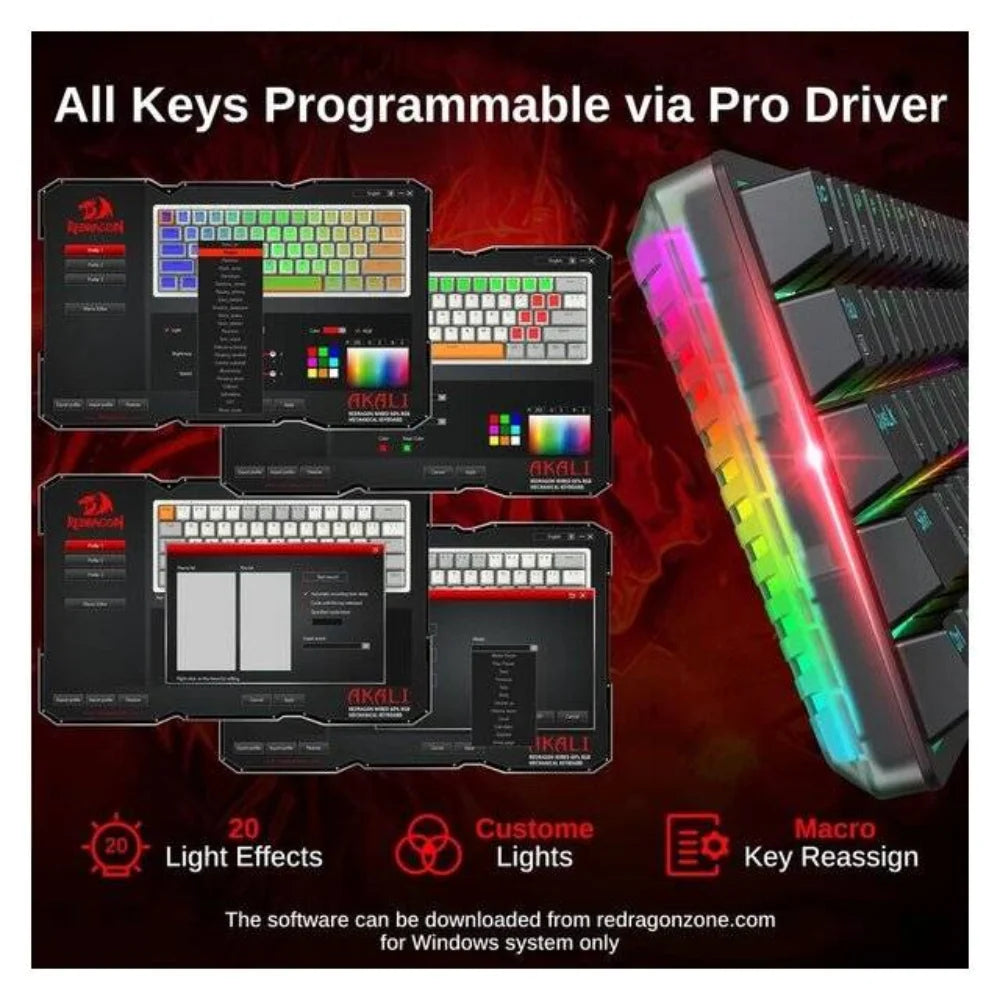 Redragon akali k642 rgb keyboard - 60% hot-swappable mechanical gaming keyboard - keyboard