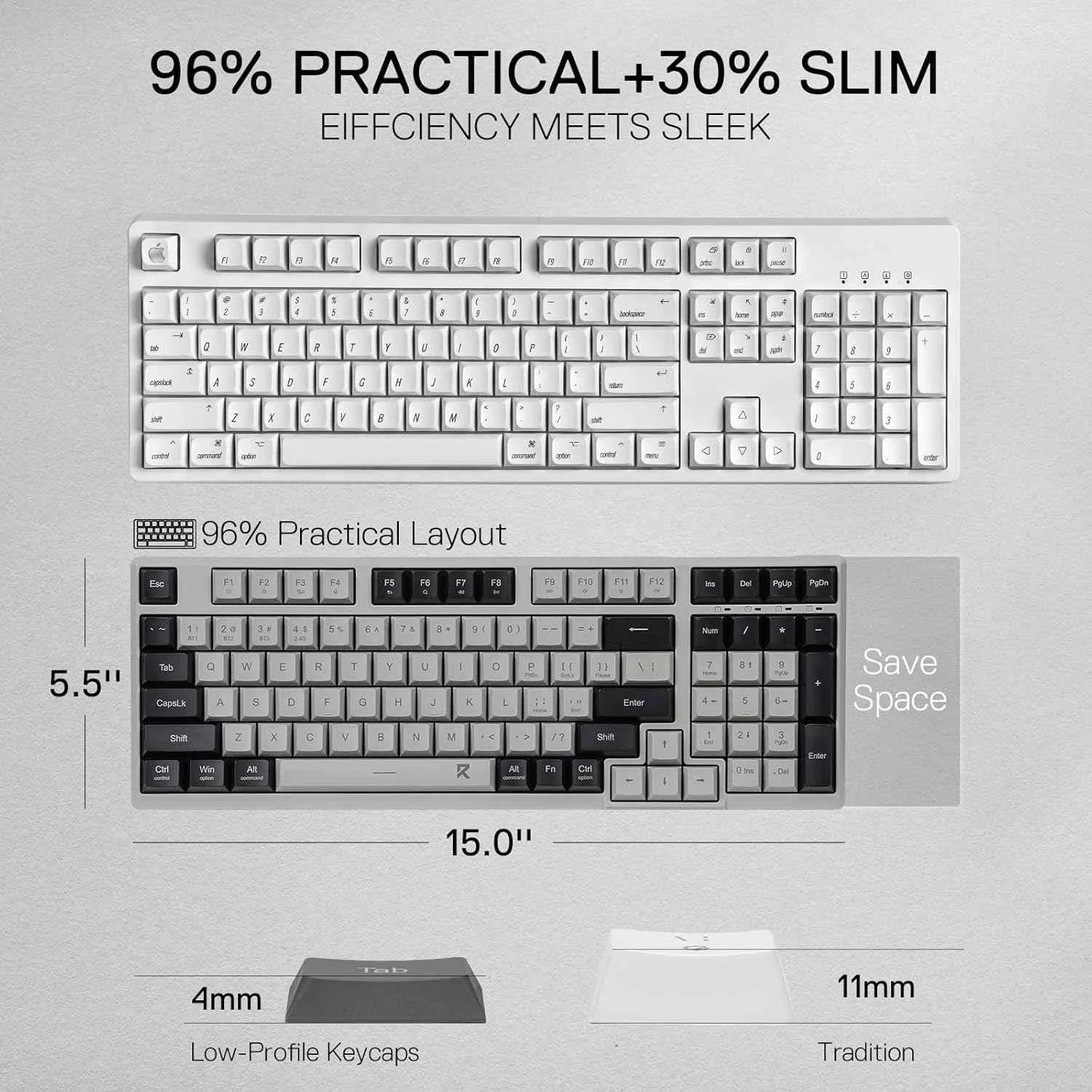 Redragon bk7114 wireless keyboard - 98 keys low-profile slim office pc - keyboard