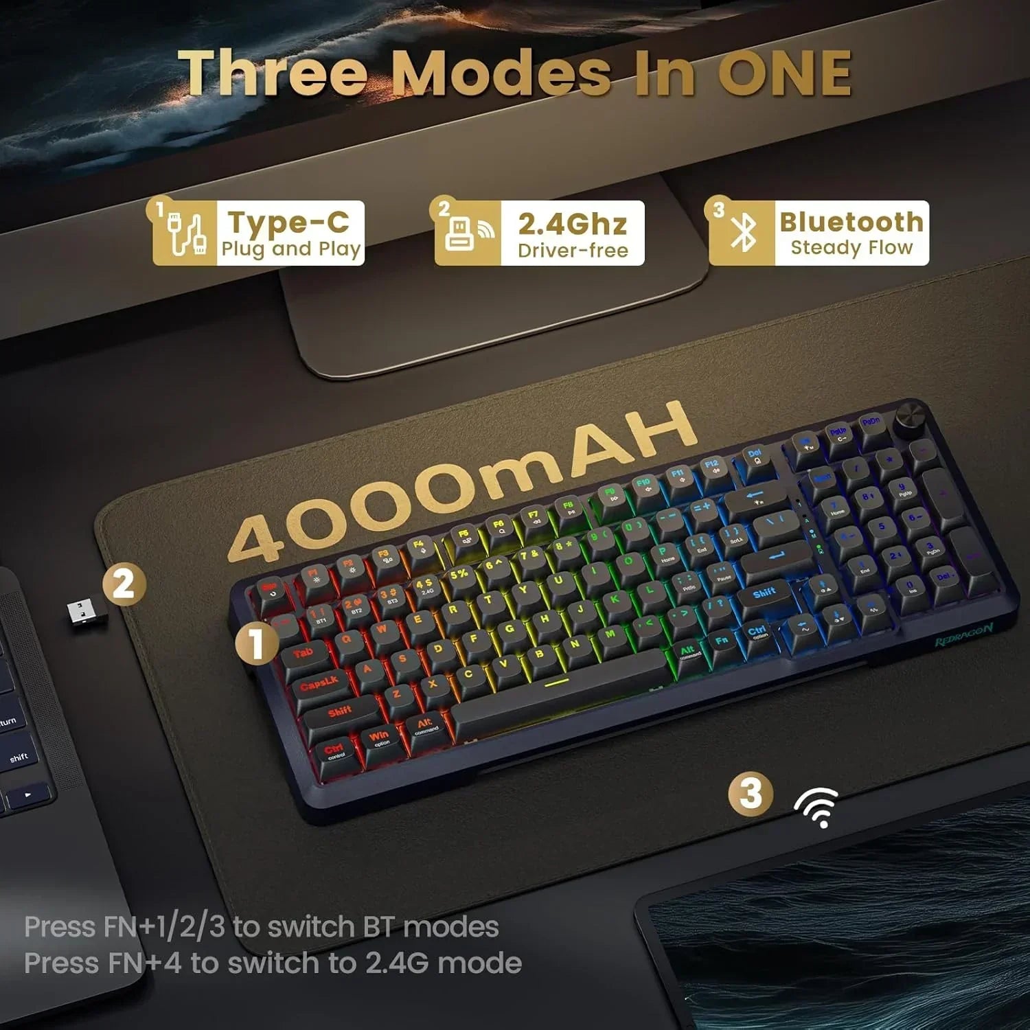Redragon bragi ori k688 wireless mechanical keyboard - keyboards