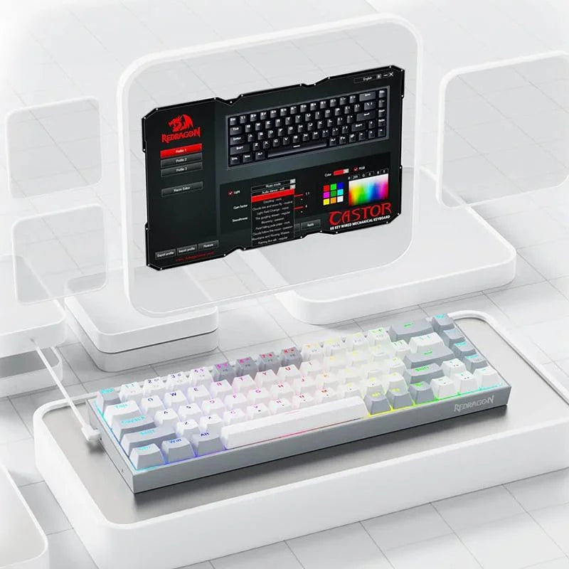 Redragon castor k631 gaming keyboard - grey 65% wired rgb for ultimate gaming experience