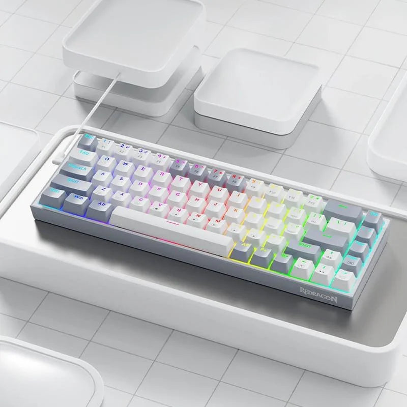 Redragon castor k631 gaming keyboard - grey 65% wired rgb for ultimate gaming experience