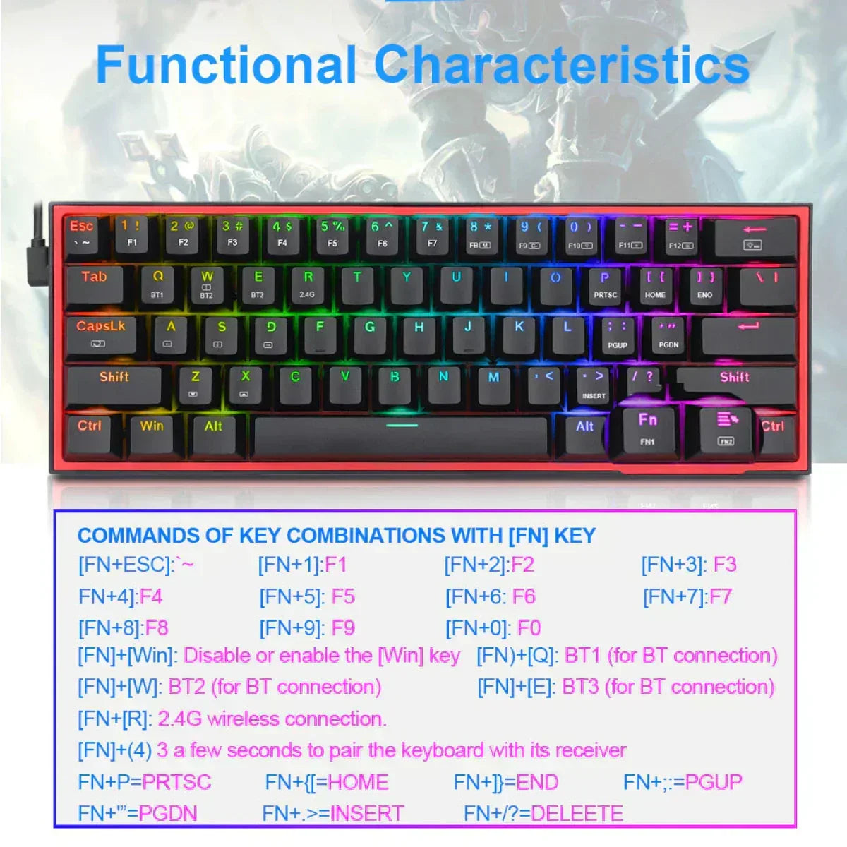 Redragon fizz k617 rgb black mechanical gaming keyboard