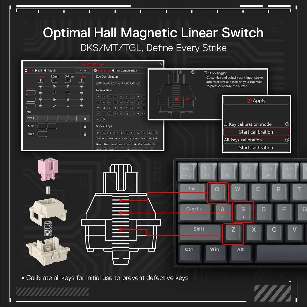 Redragon fizz k617m he (magnetic hall effect keyboard) 8k hz polling rate gray - keyboard