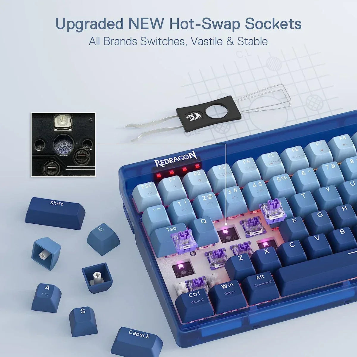 Redragon garen k656 pro 3-mode rgb 100 keys mechanical - keyboards