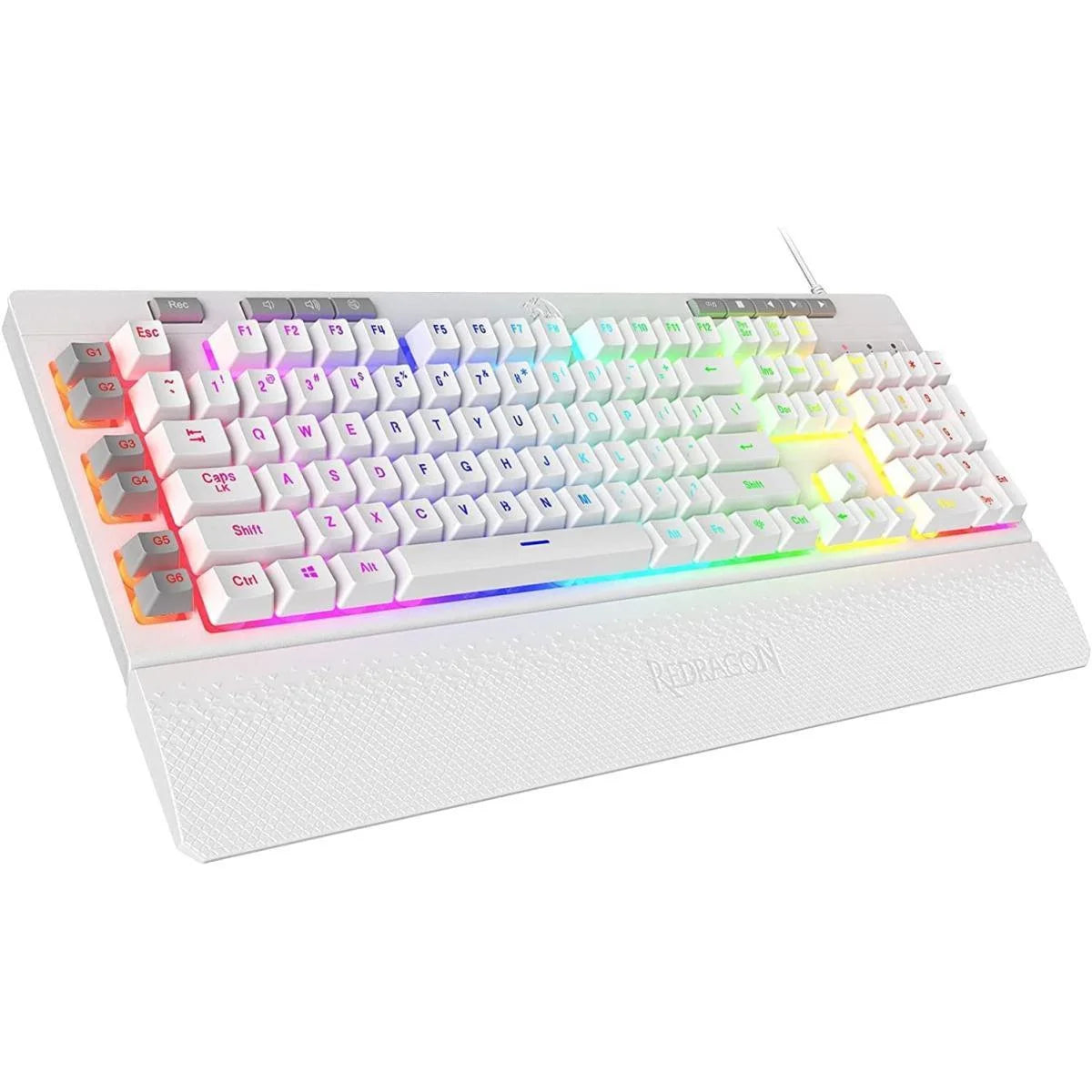 Redragon k512 shiva rgb backlit multimedia keys 6 built-in macro keys - white - keyboards