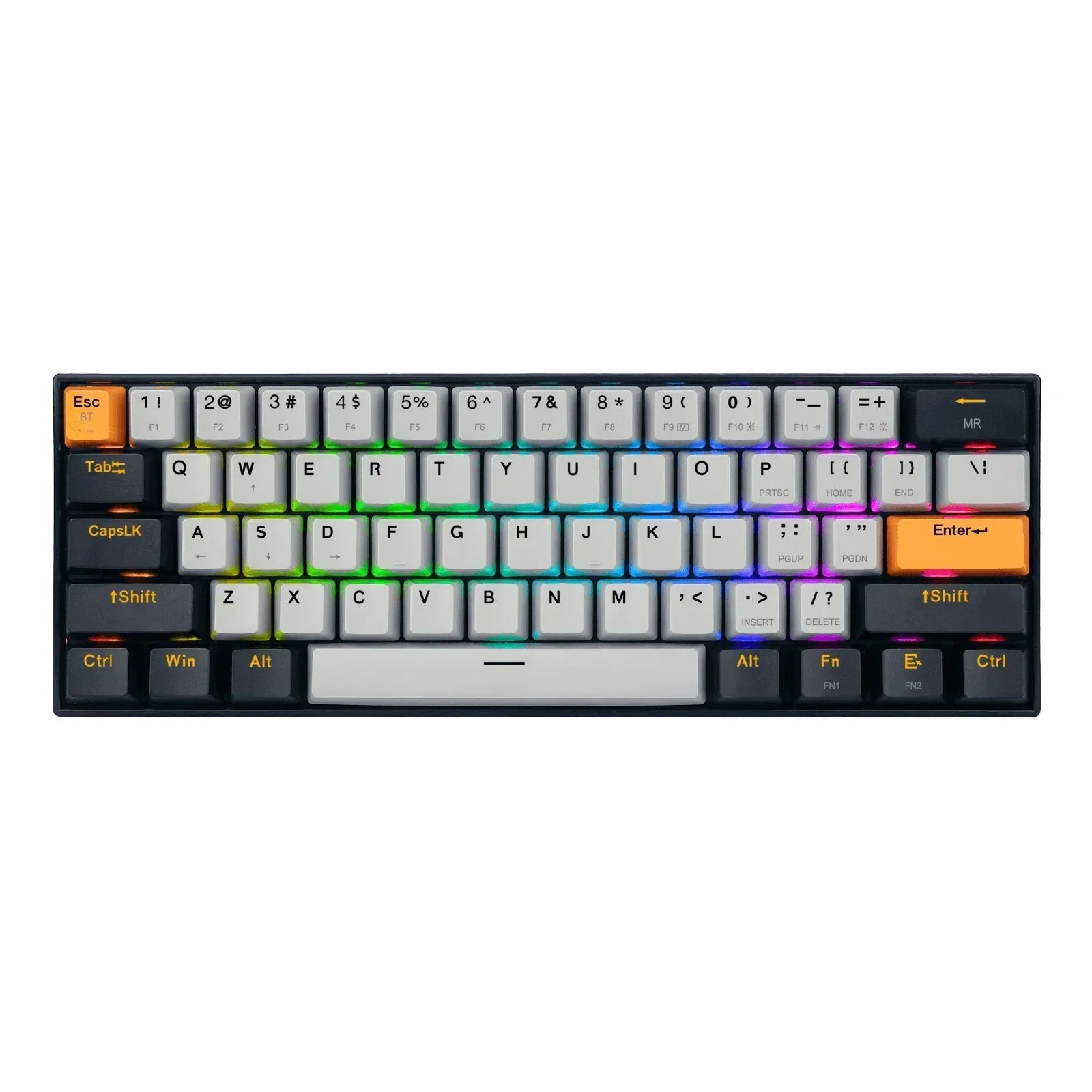 Redragon k530 draconic pro rgb 60% gaming wireless mechanical keyboard – brown switches (black & grey) - keyboards