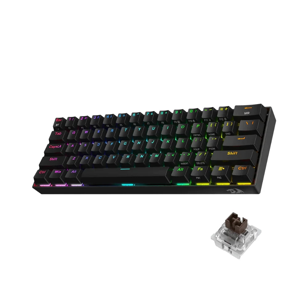 Redragon k530 pro draconic keyboard - 60% bluetooth/2.4ghz/wired with brown switch - keyboard