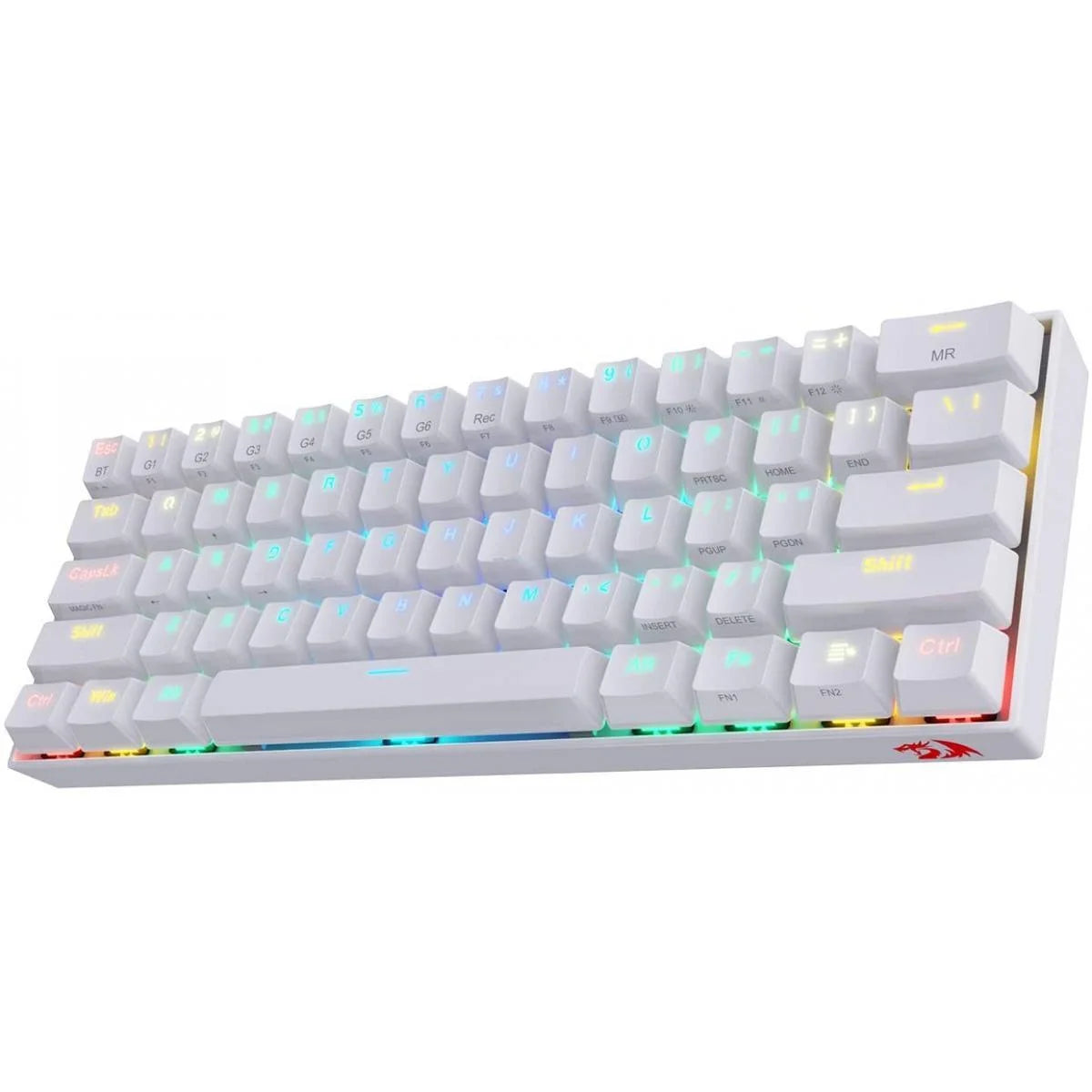 Redragon k530 rgb 61 keys usb-c & bluetooth for pc laptop cell phone - white - keyboards