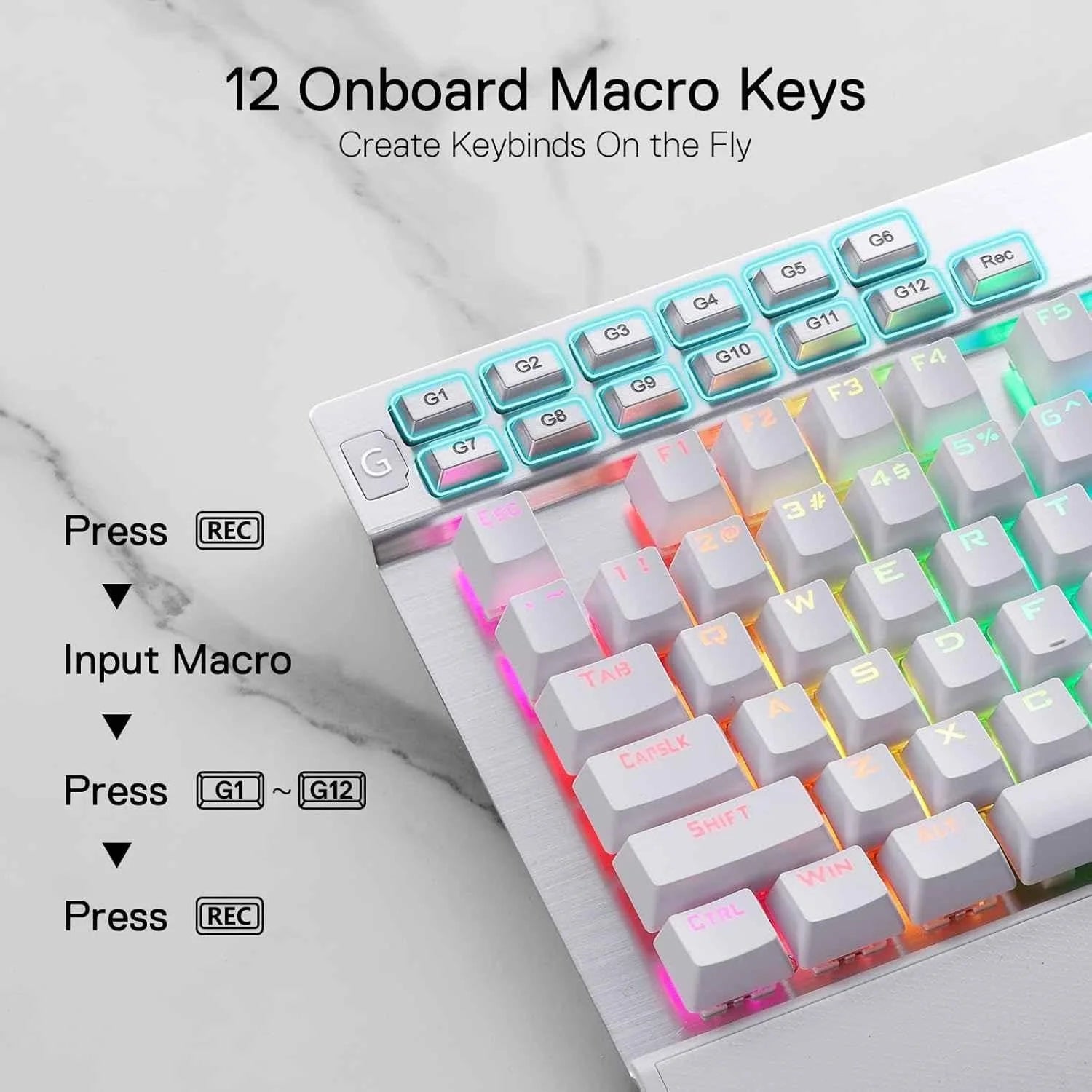 Redragon k550 rgb gaming keyboard - 104 keys + 12 macro g keys wired mechanical - keyboard