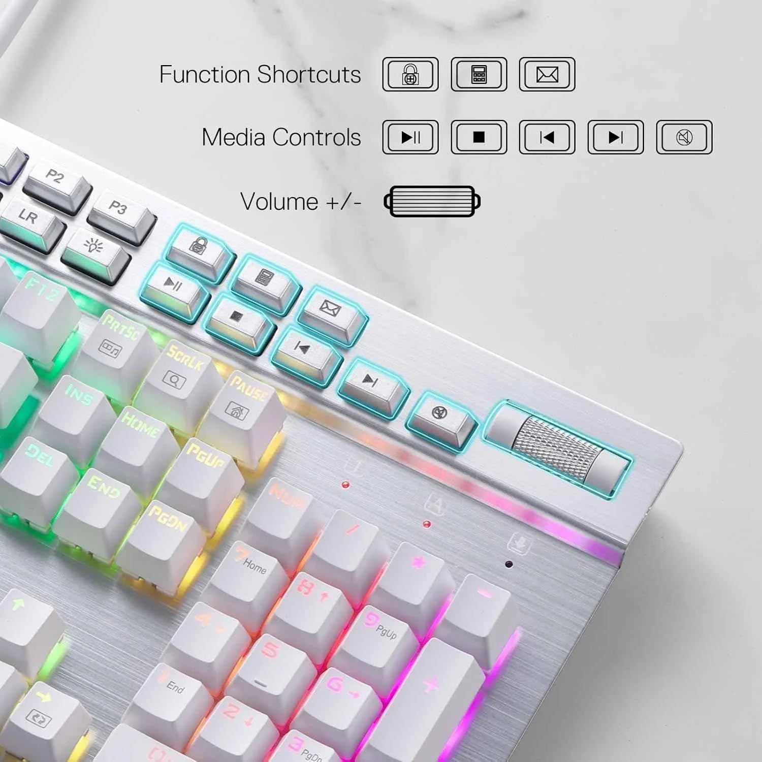 Redragon k550 rgb gaming keyboard - 104 keys + 12 macro g keys wired mechanical - keyboard