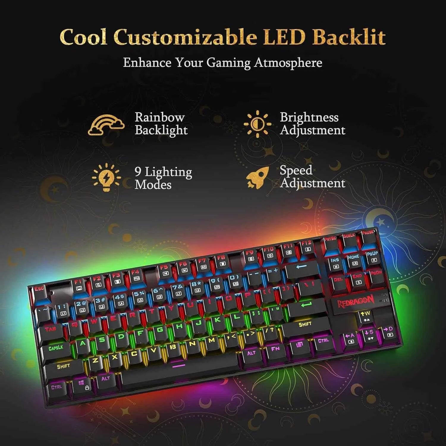 Redragon k552 mechanical keyboard - led gaming keyboard with 87 keys - keyboard