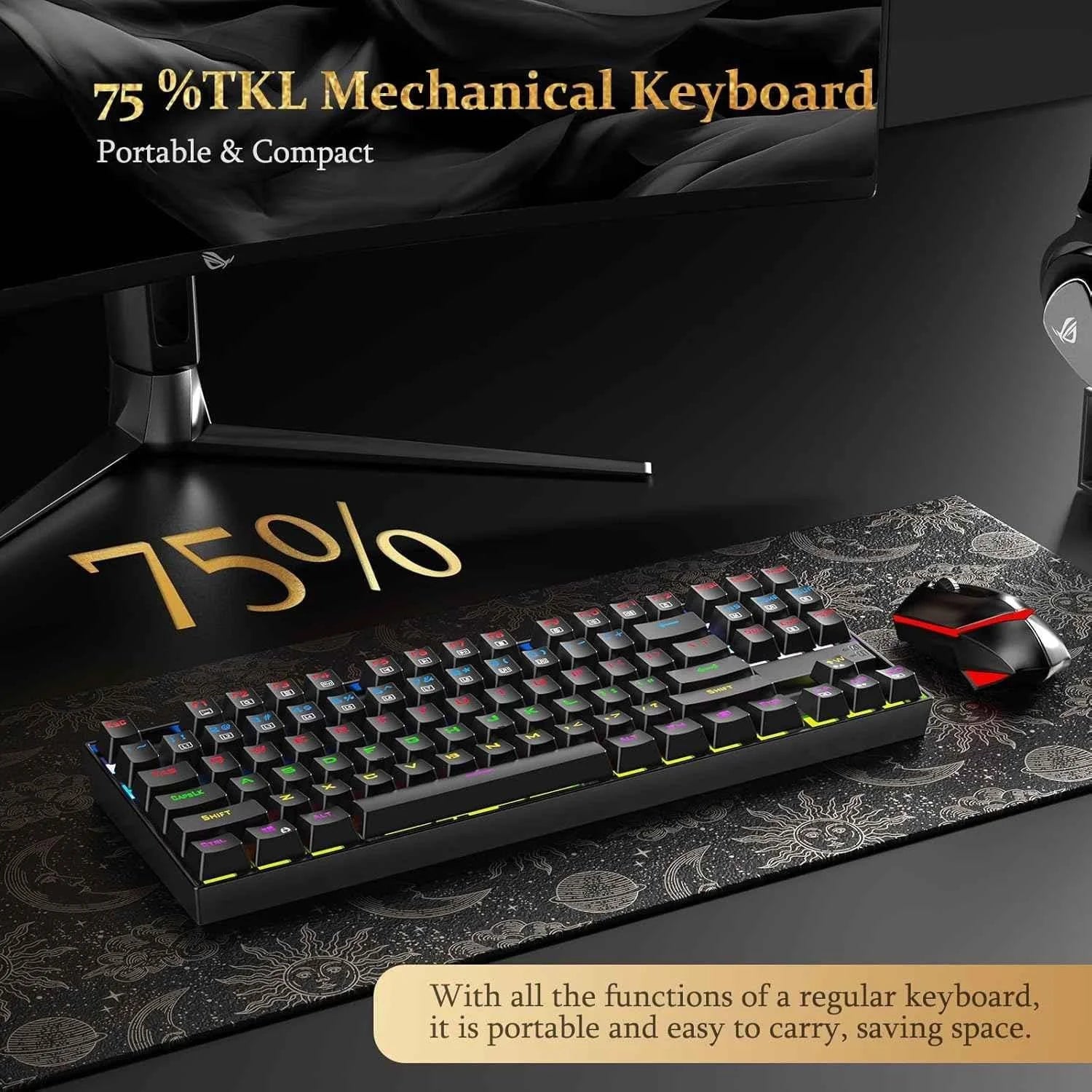 Redragon k552 mechanical keyboard - led gaming keyboard with 87 keys - keyboard