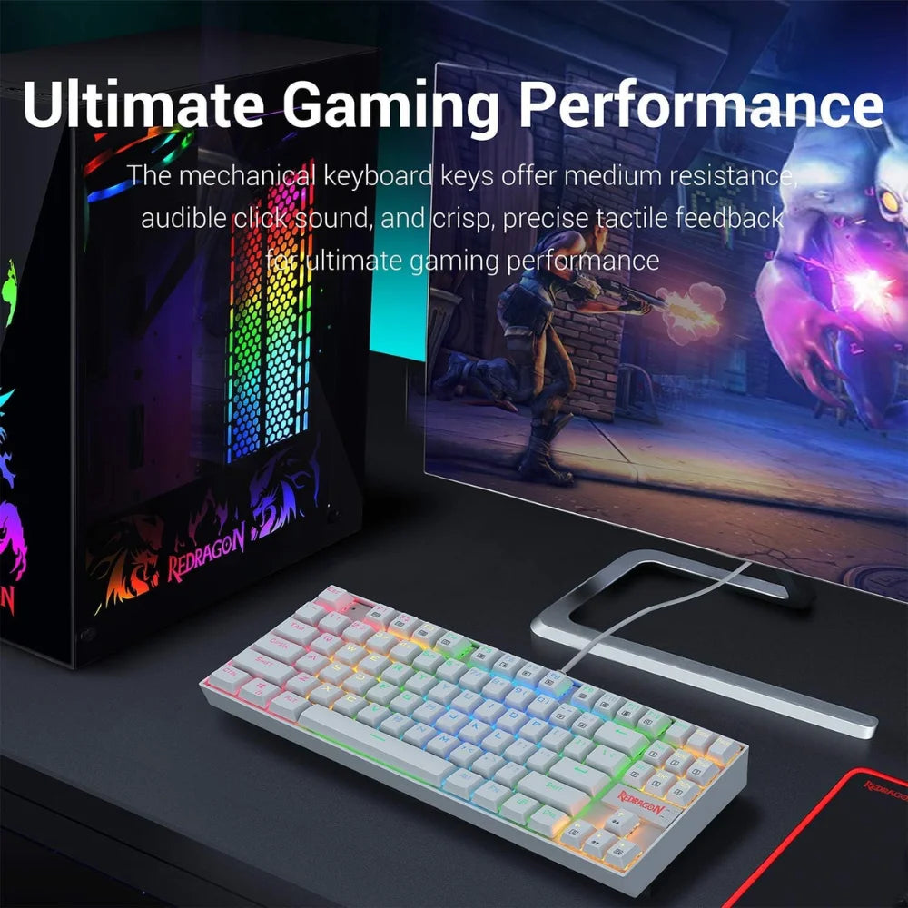 Redragon k552 rgb mechanical keyboard wired tkl 75% gaming keyboard (white) - keyboard