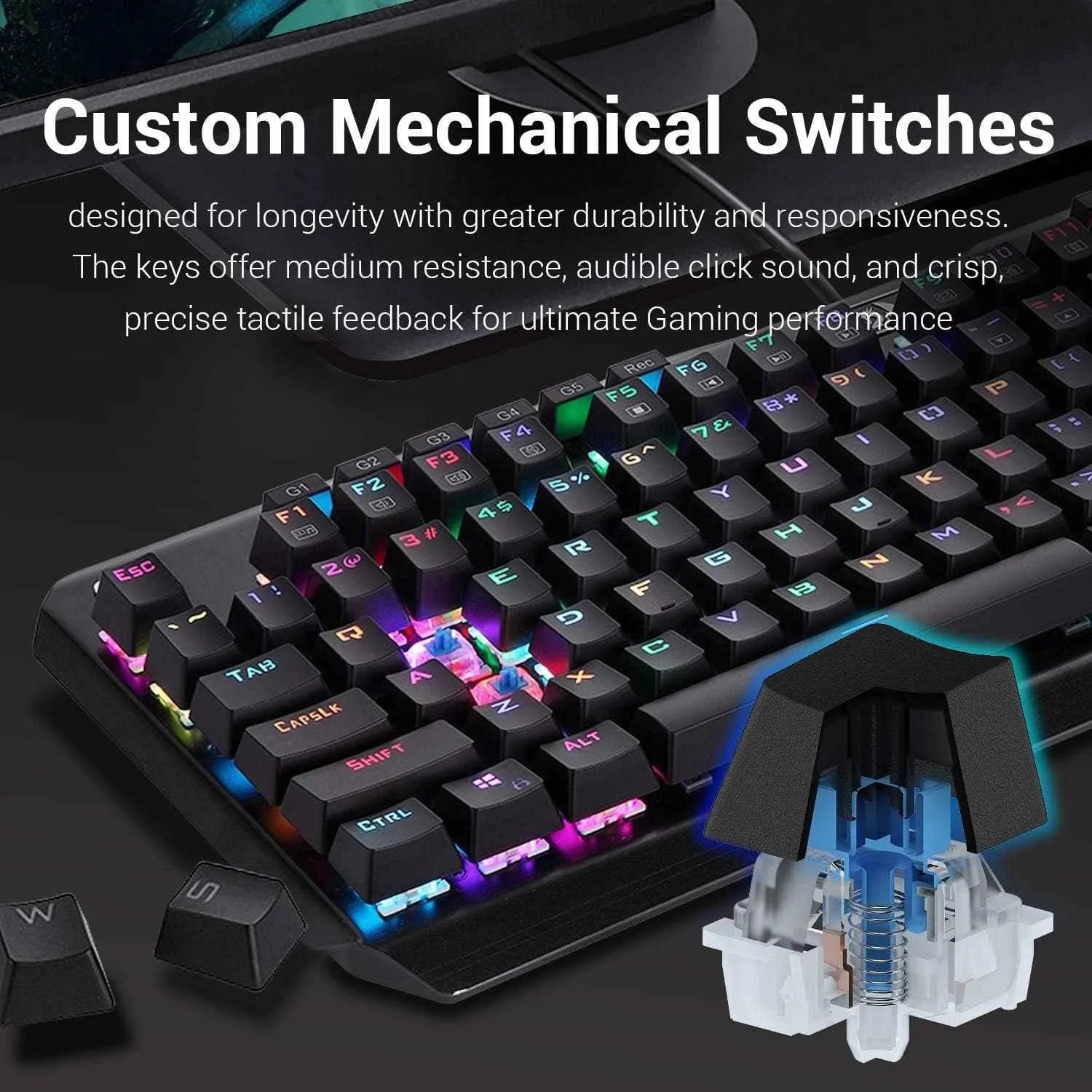 Redragon k555 mechanical gaming keyboard with blue switches macro recording, - keyboard