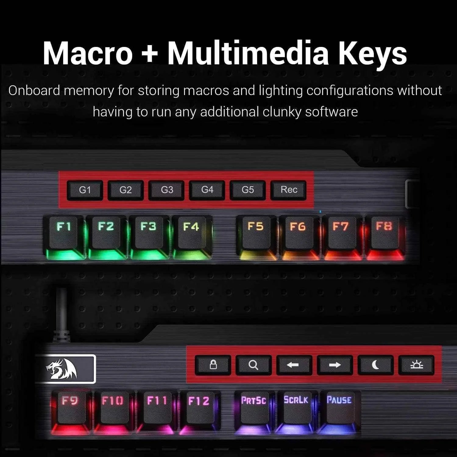 Redragon k555 mechanical gaming keyboard with blue switches macro recording, - keyboard