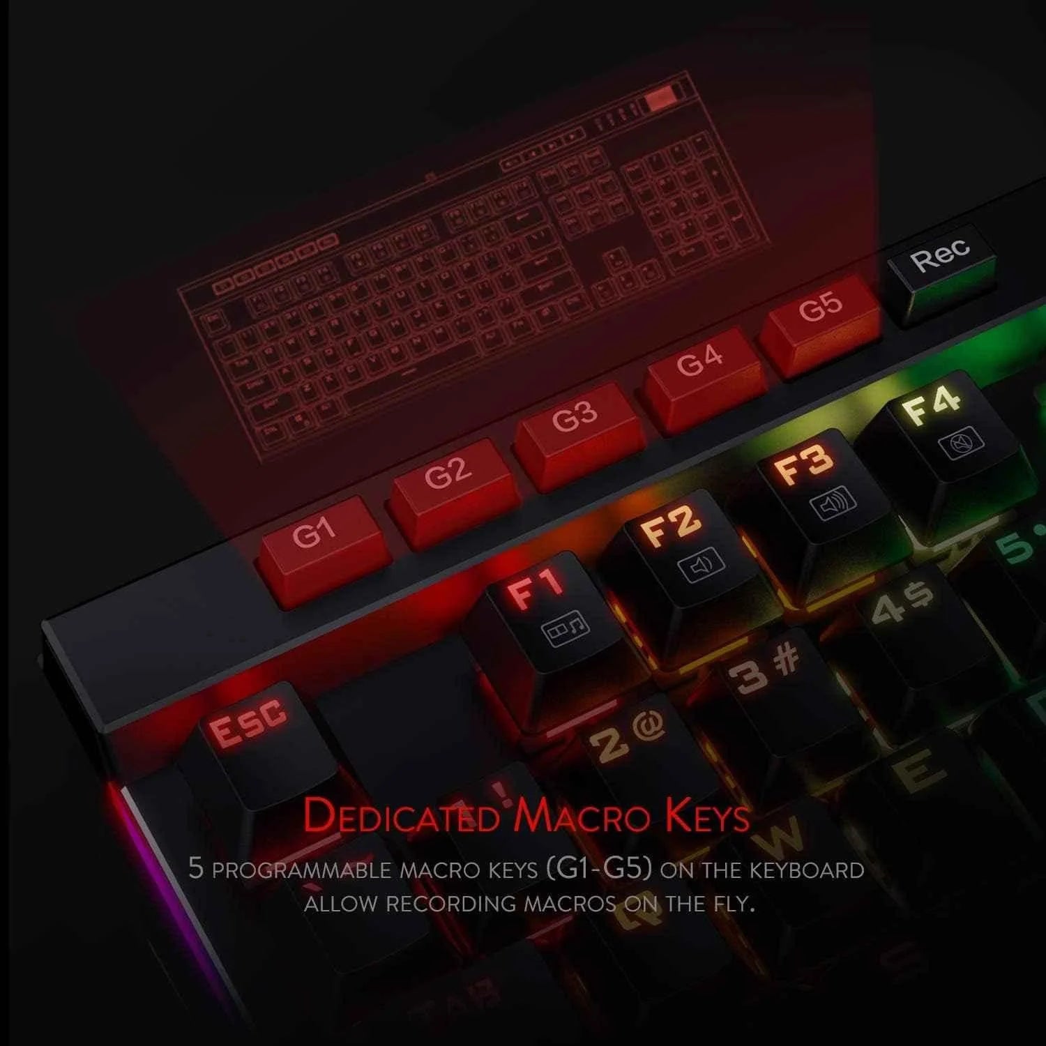 Redragon k580 vata rgb mechanical keyboard - led backlit gaming keyboard - keyboard