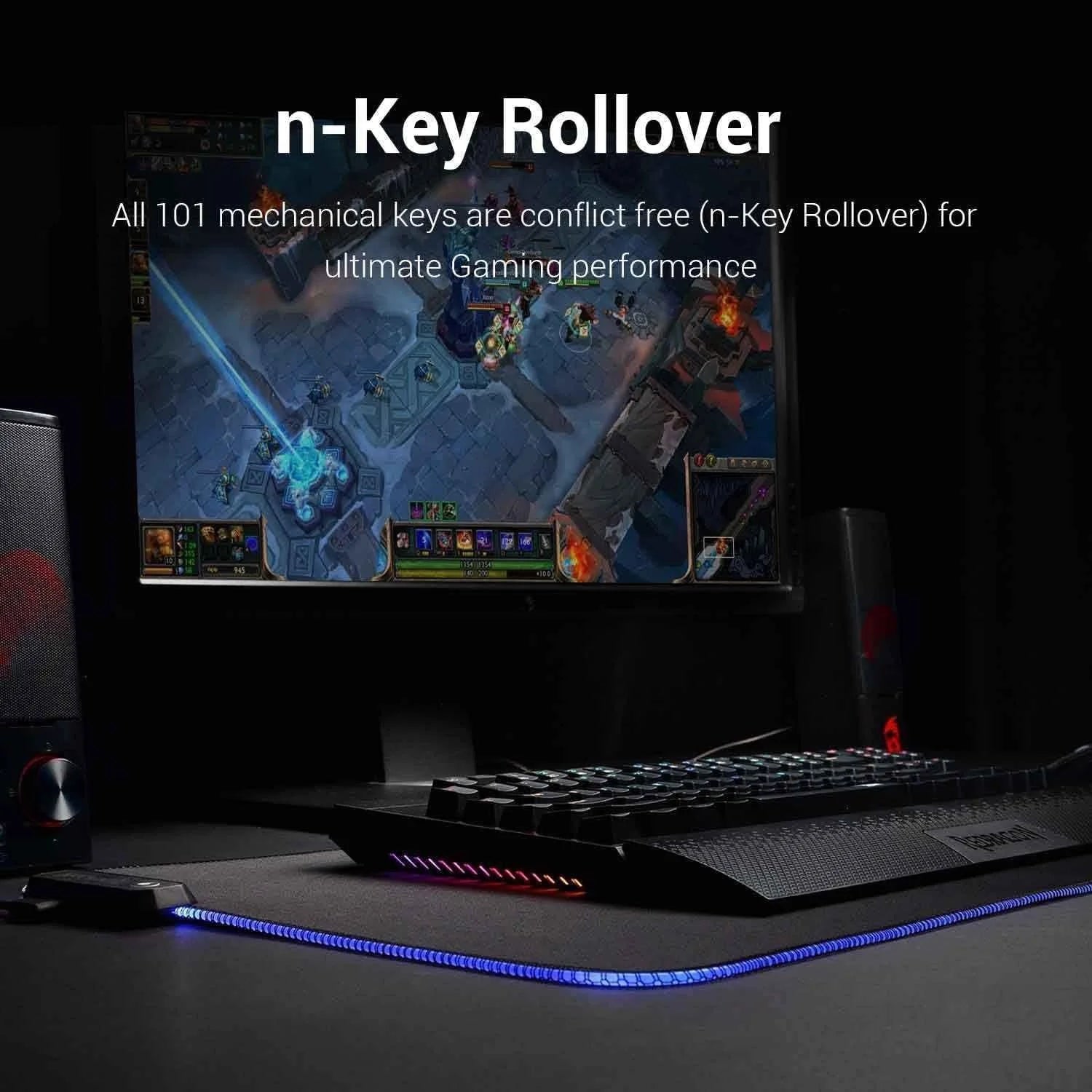 Redragon k588 mechanical gaming keyboard with rgb backlighting and programmable keys - keyboard
