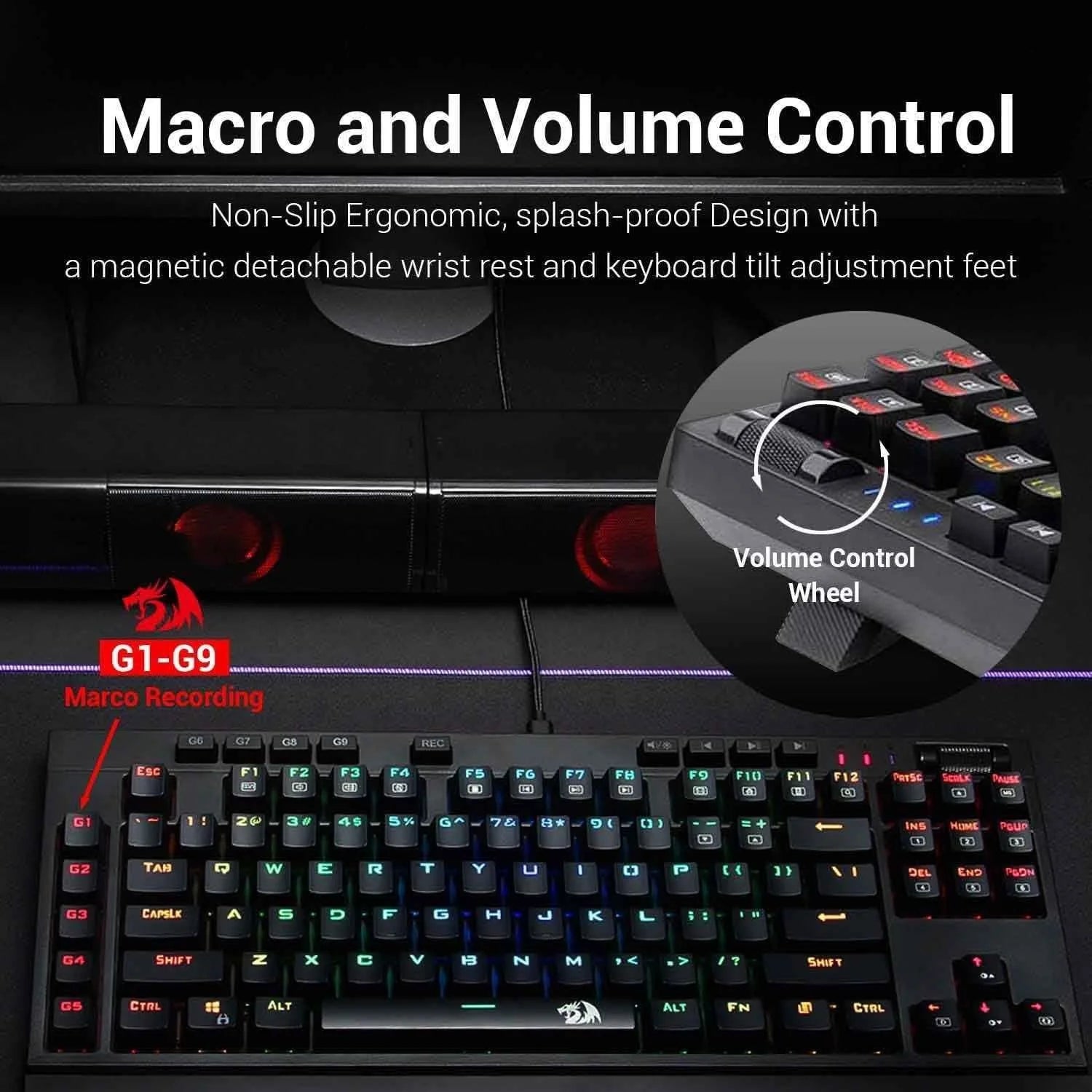 Redragon k588 mechanical gaming keyboard with rgb backlighting and programmable keys - keyboard