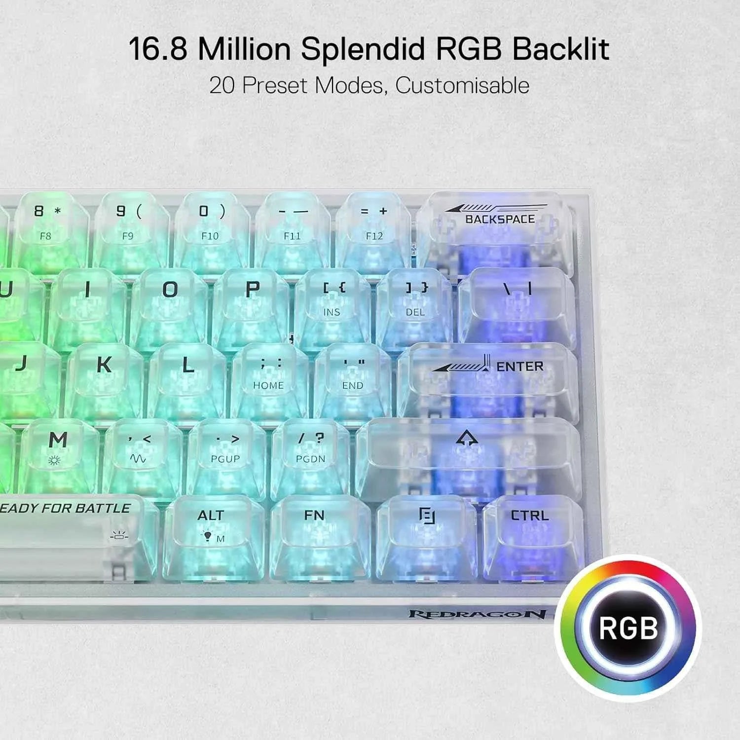 Redragon k617 ct 60% gaming keyboard - compact 61 keys wired rgb gaming keyboard - keyboard