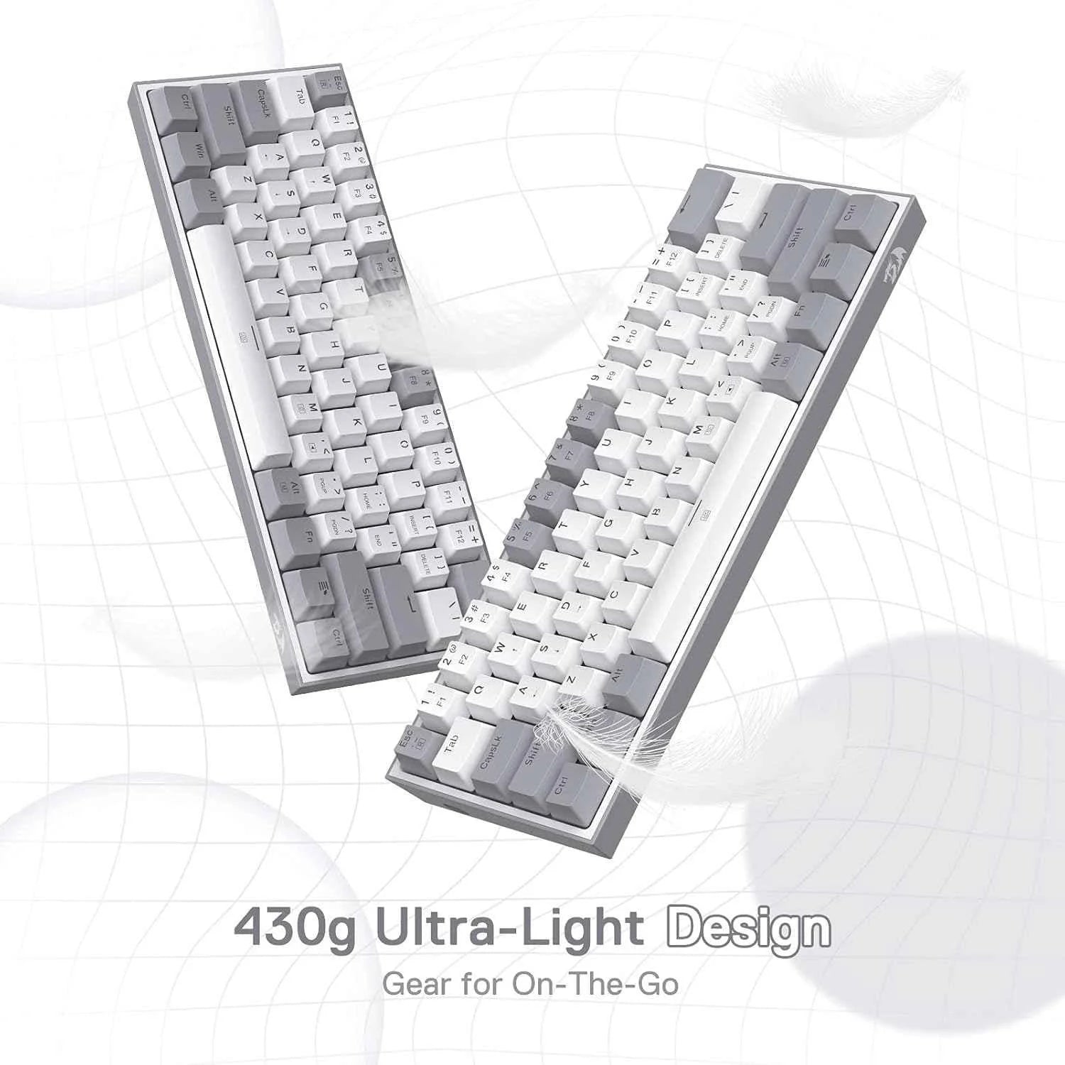 Redragon k617 fizz gaming keyboard - compact 60% wired rgb 61 keys hot-swap design - keyboard