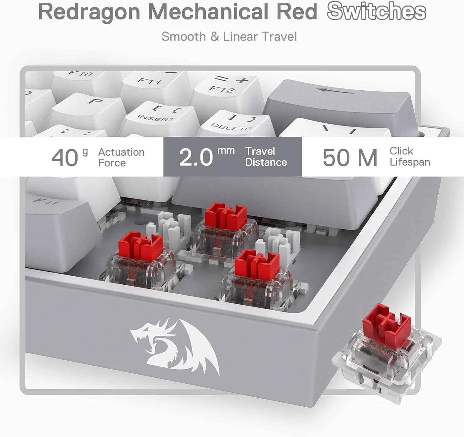 Redragon k617 fizz gaming keyboard - compact 60% wired rgb 61 keys hot-swap design - keyboard