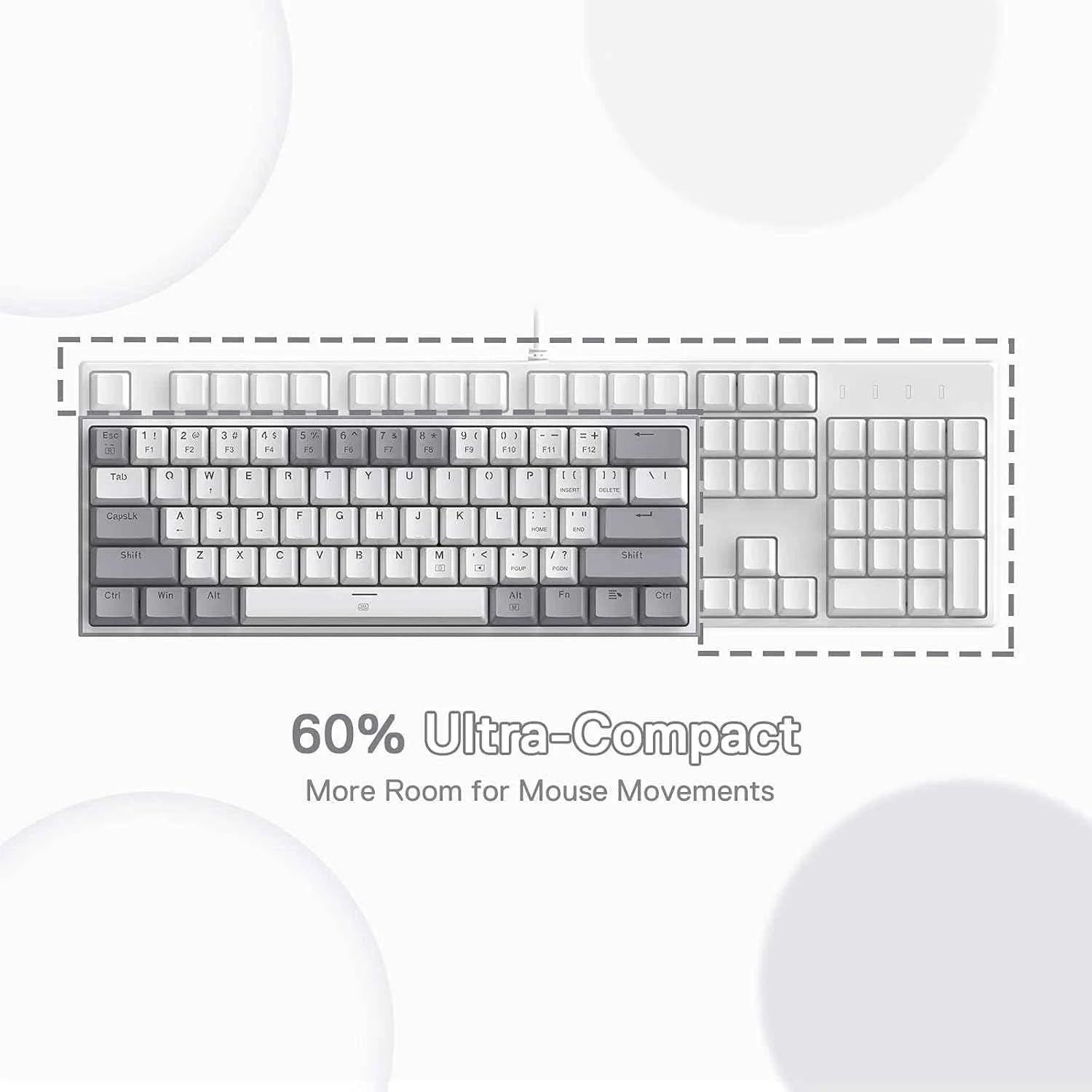 Redragon k617 fizz gaming keyboard - compact 60% wired rgb 61 keys hot-swap design - keyboard
