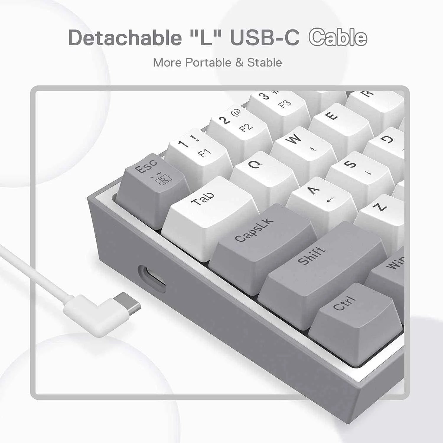 Redragon k617 fizz gaming keyboard - compact 60% wired rgb 61 keys hot-swap design - keyboard