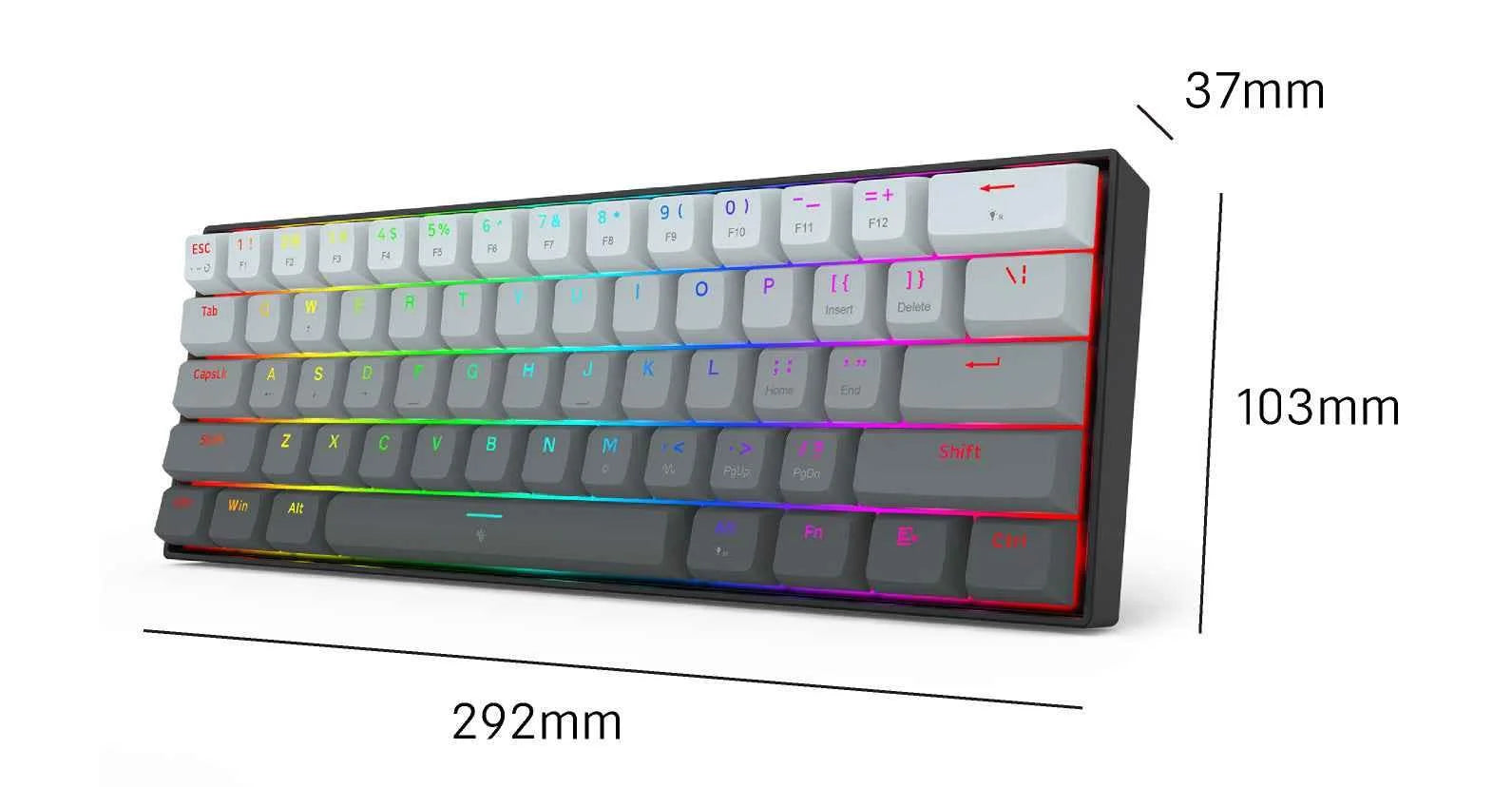 Redragon k617 gaming keyboard - fizz k617ggb magnetic switch 60% wired for rapid trigger action - keyboard
