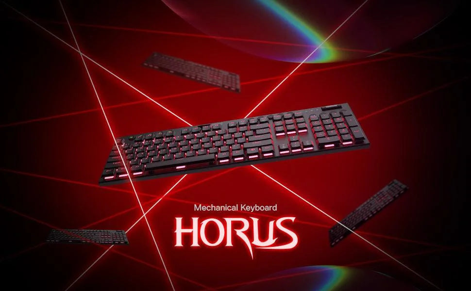 Redragon k618 horus 3-modes rgb mechanical ultra-thin low profile dedicated media control - red switch - keyboards