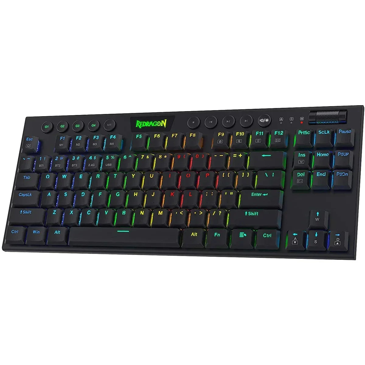 Redragon k621 horus tkl rgb mechanical wire & bluetooth & wireless red switch - black - keyboards