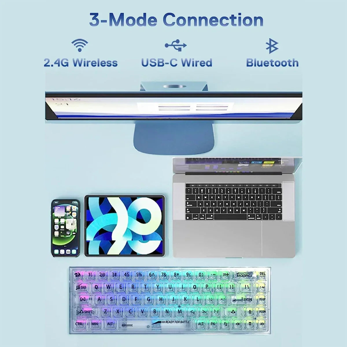 Redragon k631 castor pro 65% 3-mode connection - keyboards