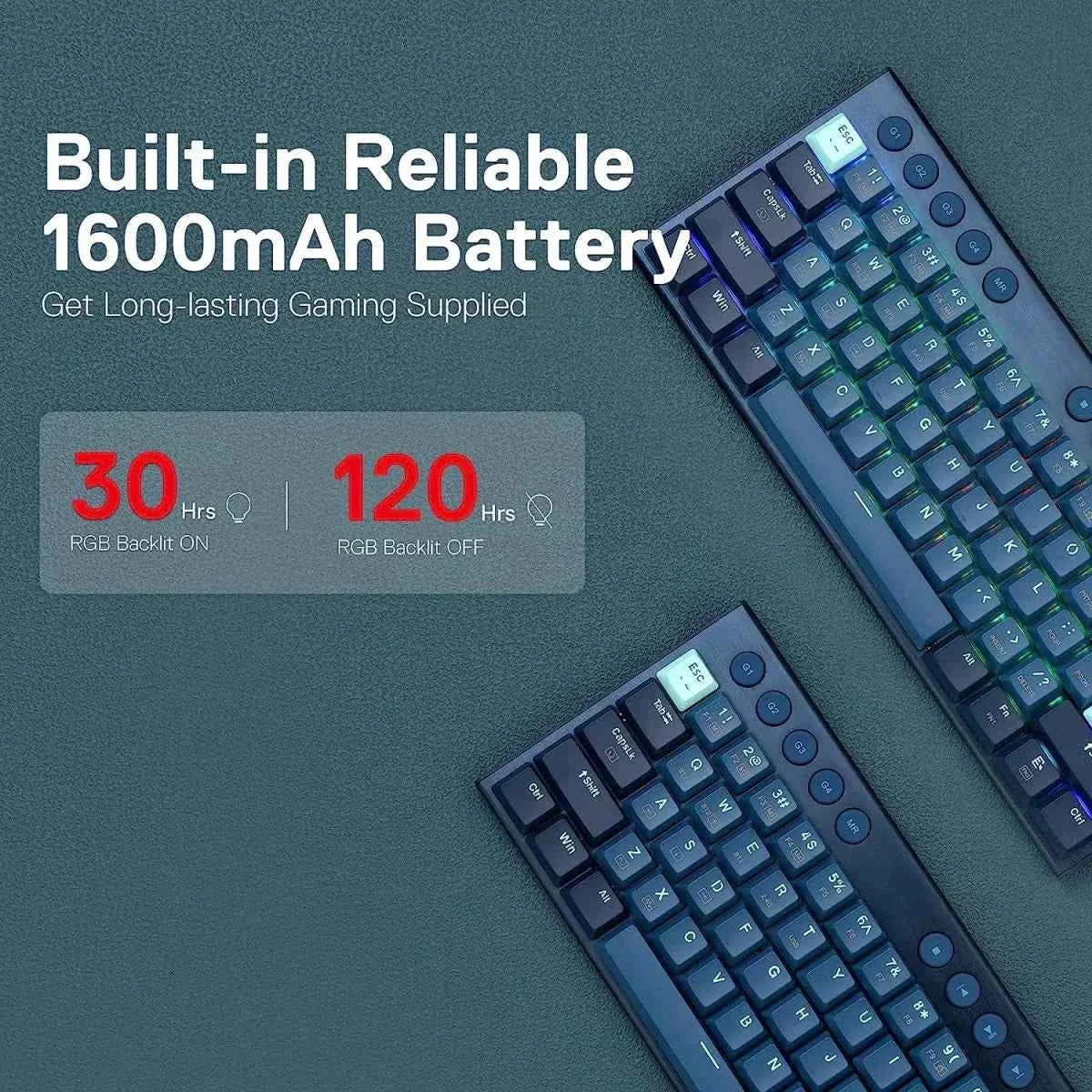 Redragon k632 blue pro mechanical keyboard - 60% ultra-thin rgb with 3-mode connection - keyboard