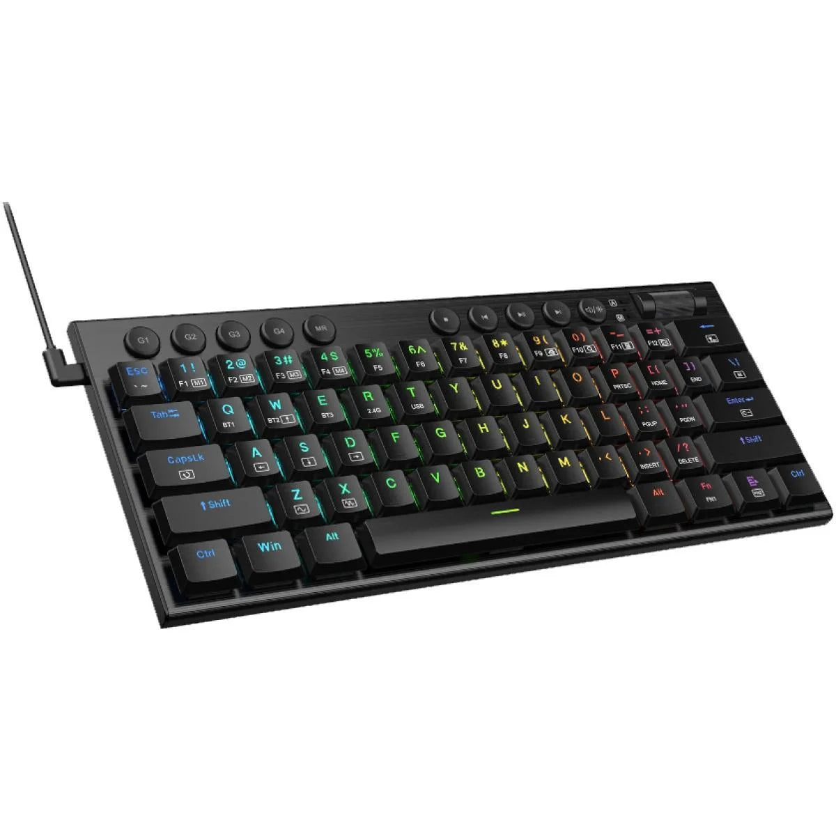 Redragon k632 noctis 60% wired rgb mechanical ultra-thin low profile dedicated media control - linear red switch
