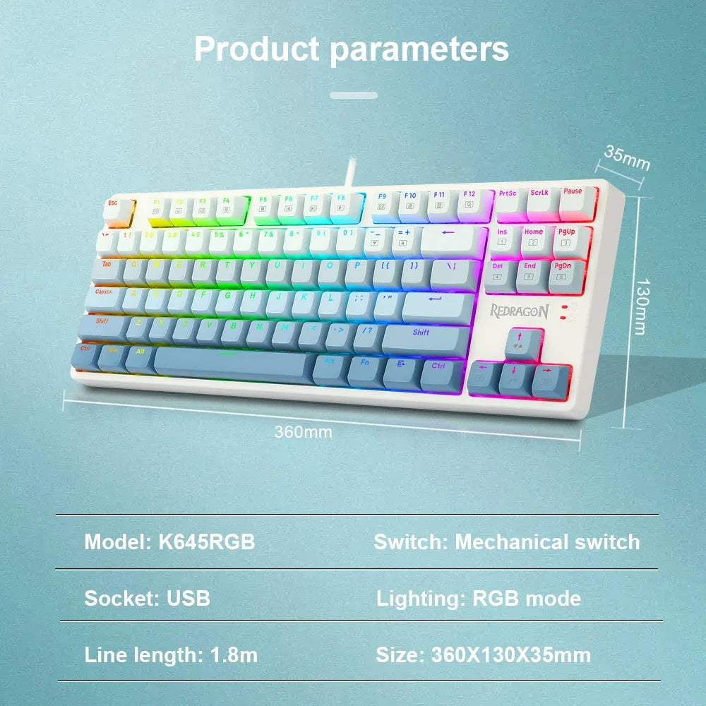 Redragon k645w gaming keyboard - 87 key rgb mechanical for ultimate performance - keyboard