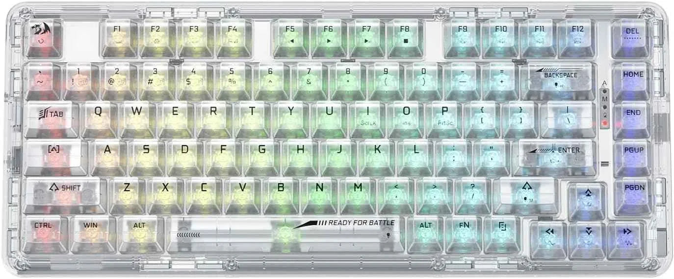 Redragon k649 pro wireless gaming keyboard - 78% rgb gasket design 3-modes 82 keys for ultimate gameplay - keyboard