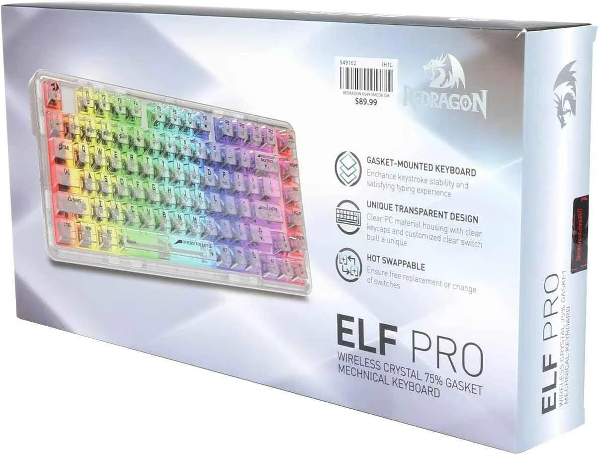Redragon k649 pro wireless gaming keyboard - 78% rgb gasket design 3-modes 82 keys for ultimate gameplay - keyboard
