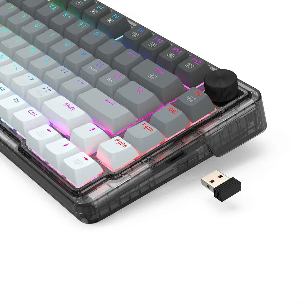 Redragon k673 wireless gaming keyboard - 75% wireless gasket rgb 3-modes 81 keys pbt - keyboard