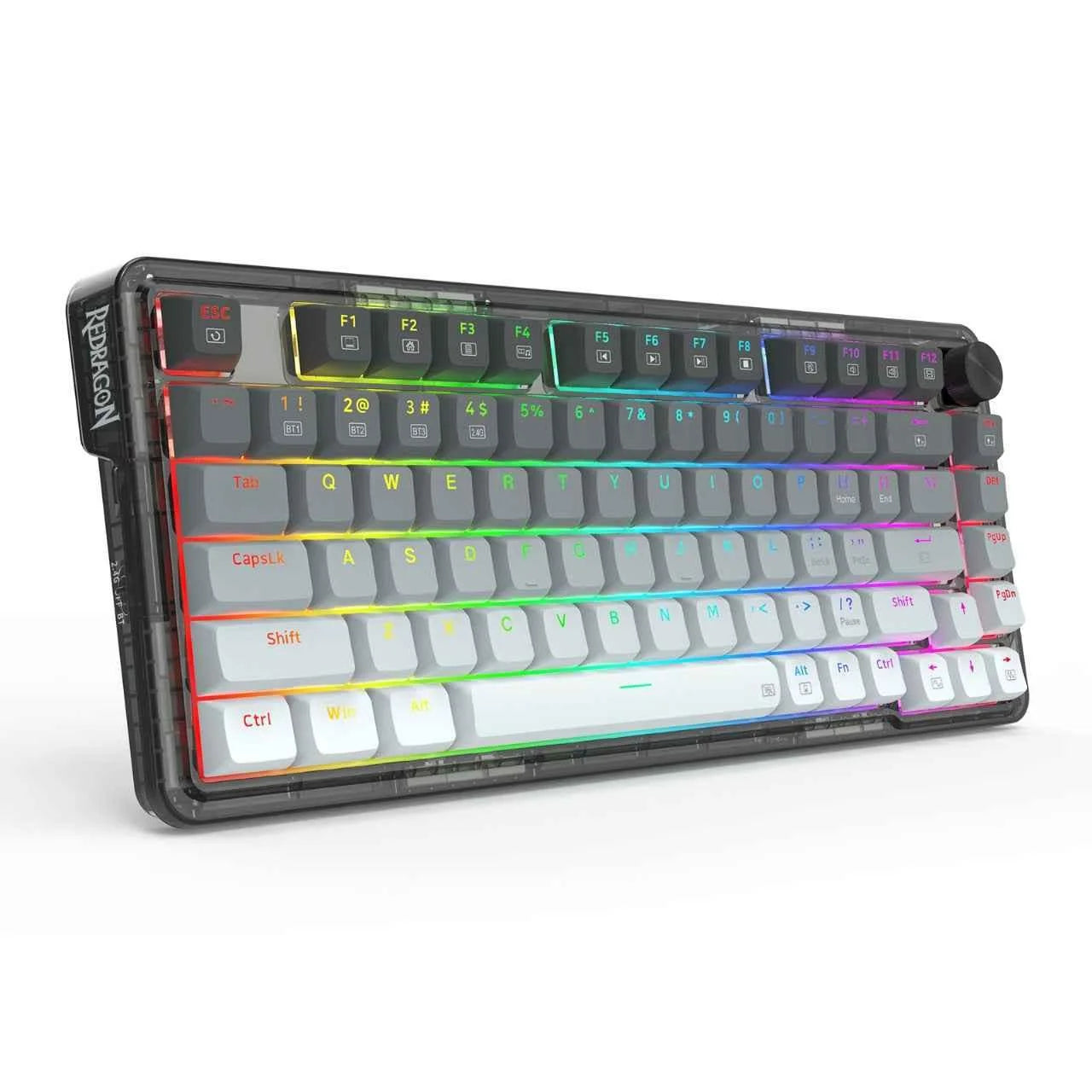 Redragon k673 wireless gaming keyboard - 75% wireless gasket rgb 3-modes 81 keys pbt - keyboard