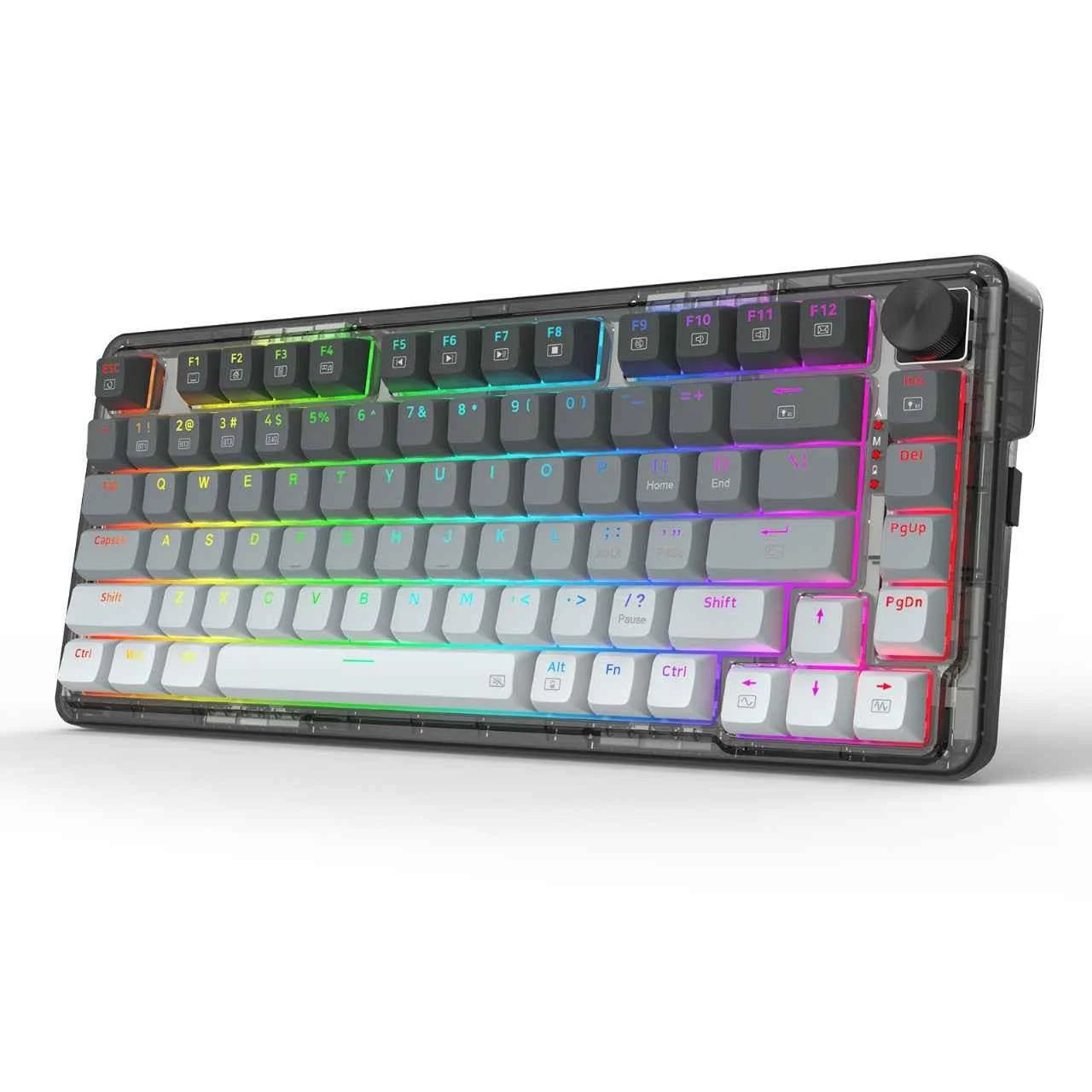 Redragon k673 wireless gaming keyboard - 75% wireless gasket rgb 3-modes 81 keys pbt - keyboard