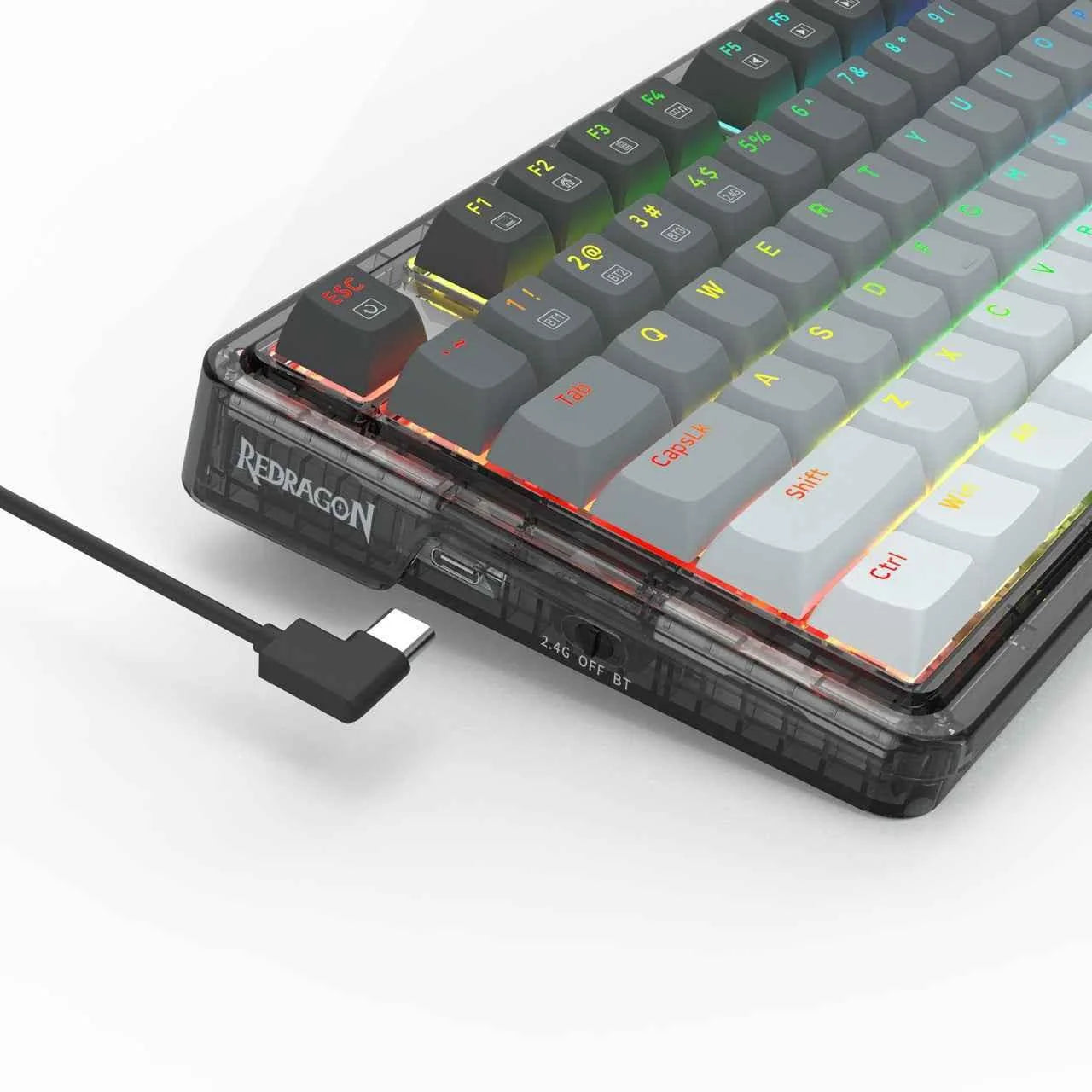 Redragon k673 wireless gaming keyboard - 75% wireless gasket rgb 3-modes 81 keys pbt - keyboard