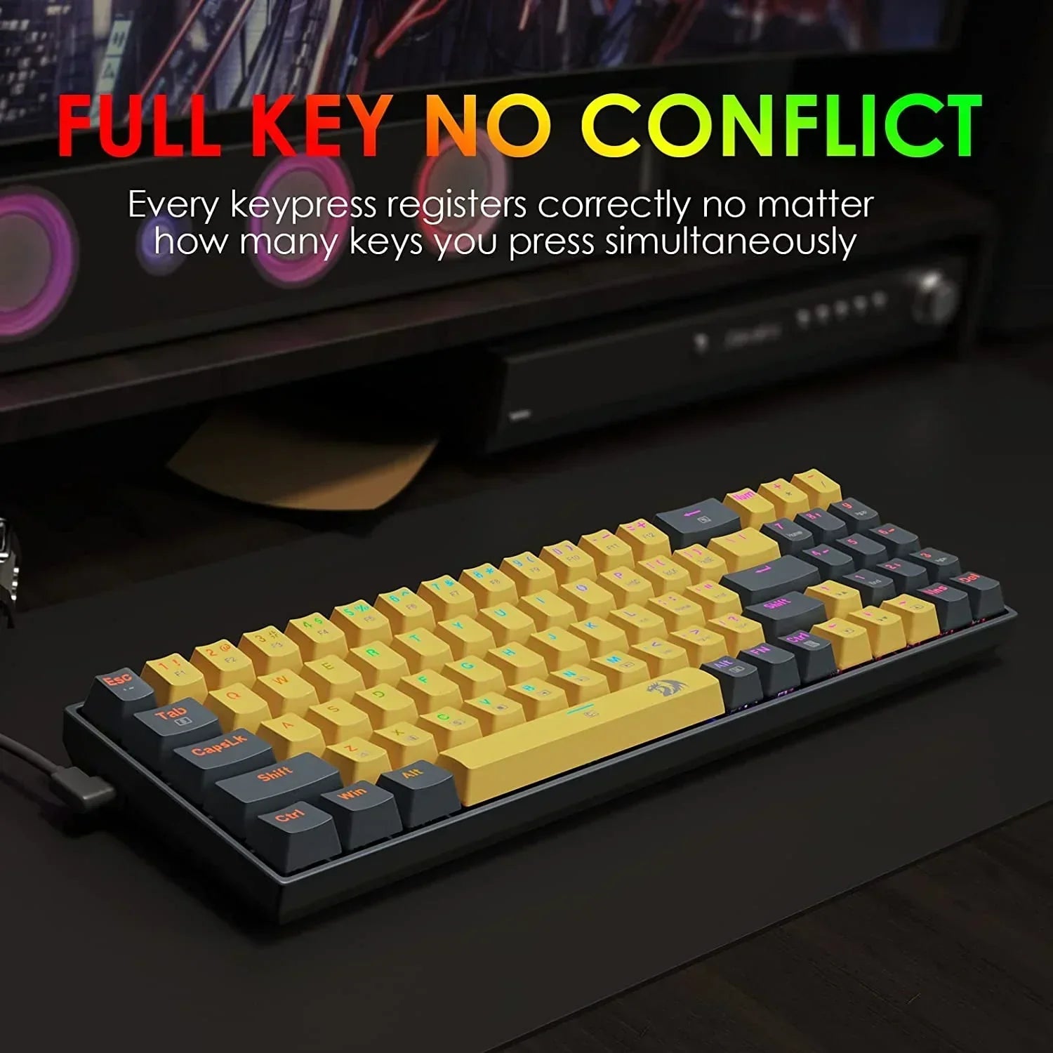 Redragon k688 black & gray red switch - keyboards