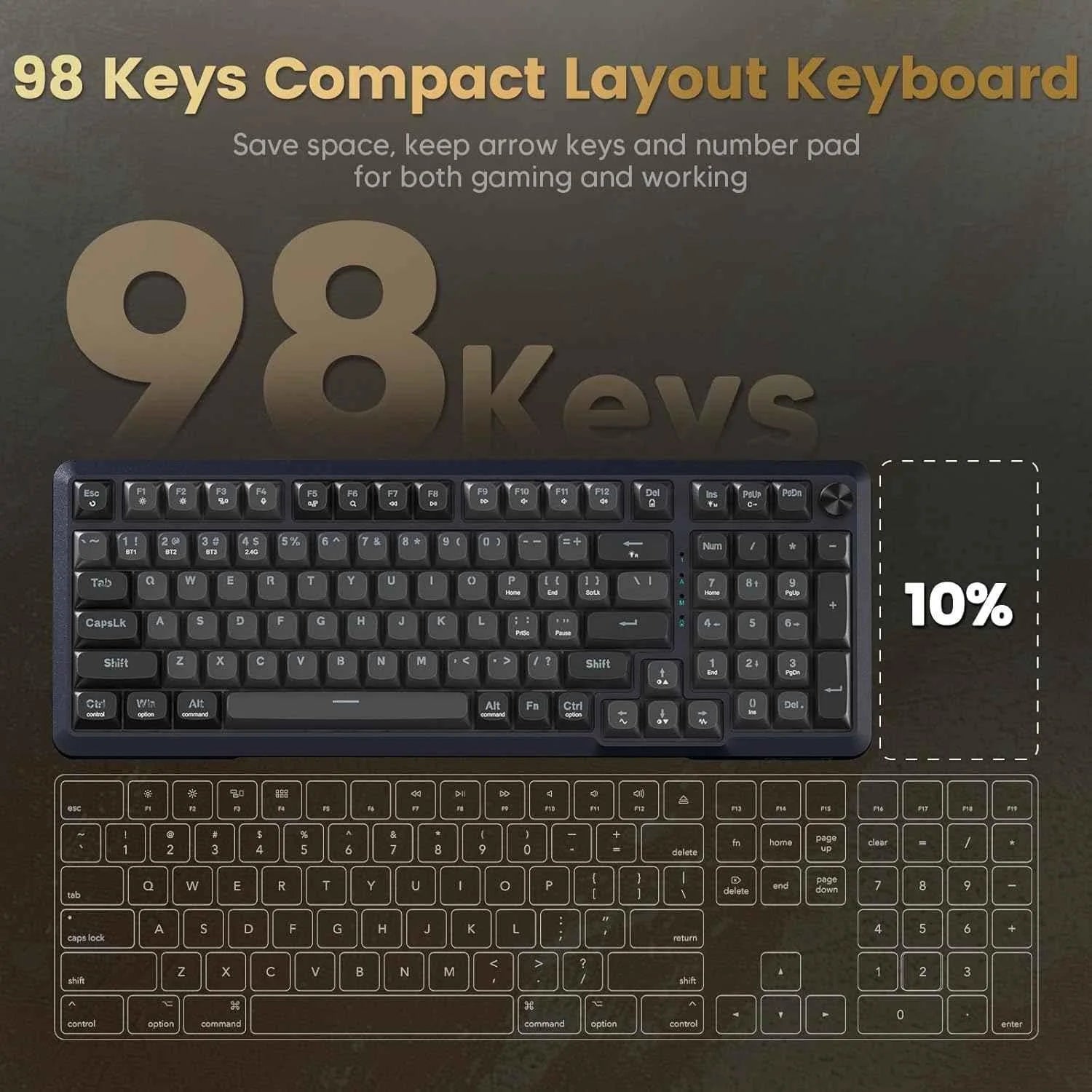 Redragon k688 wireless mechanical keyboard 3 mode gasket mounted rgb gaming - keyboard