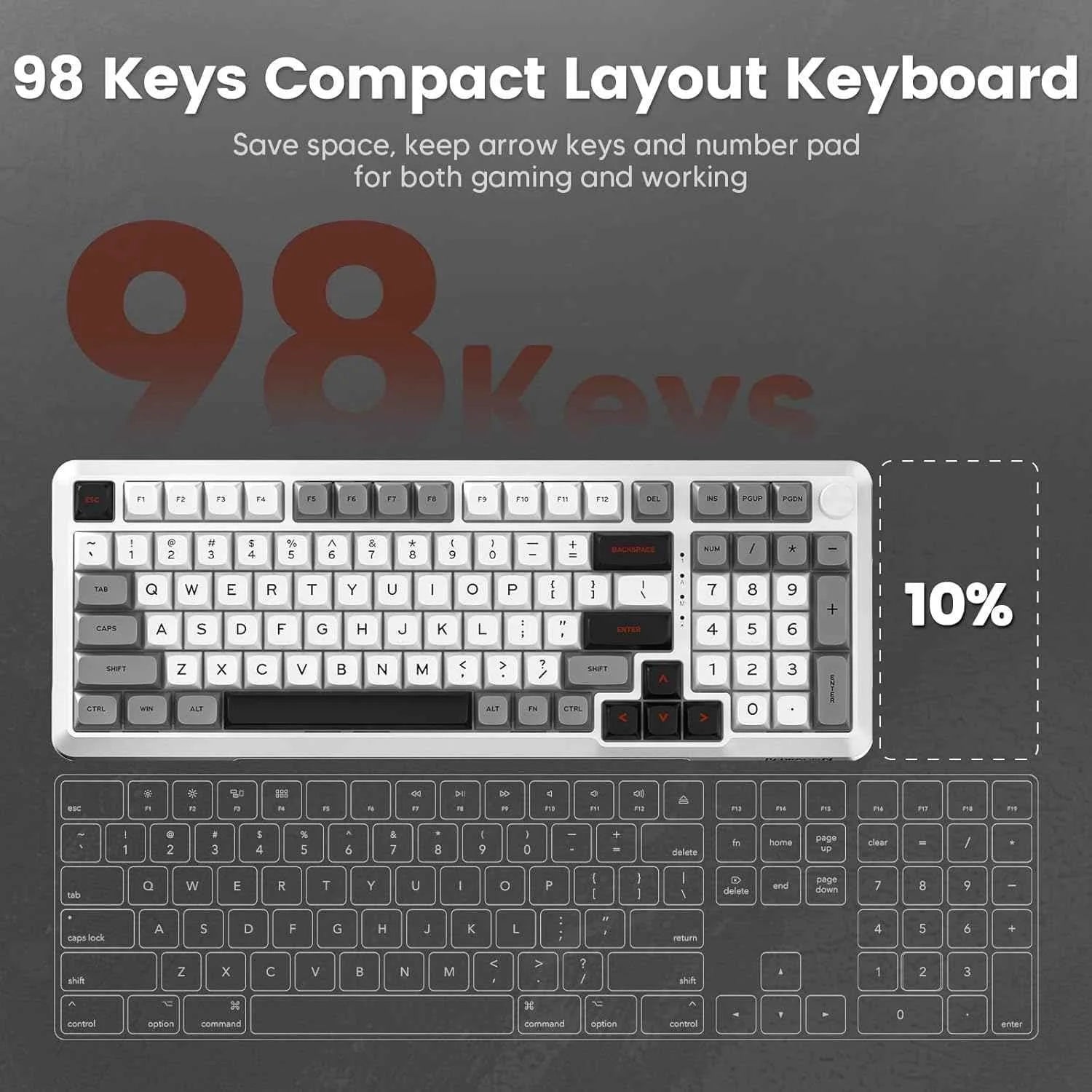 Redragon k688 wireless mechanical keyboard - 3 mode gasket mounted rgb - keyboard