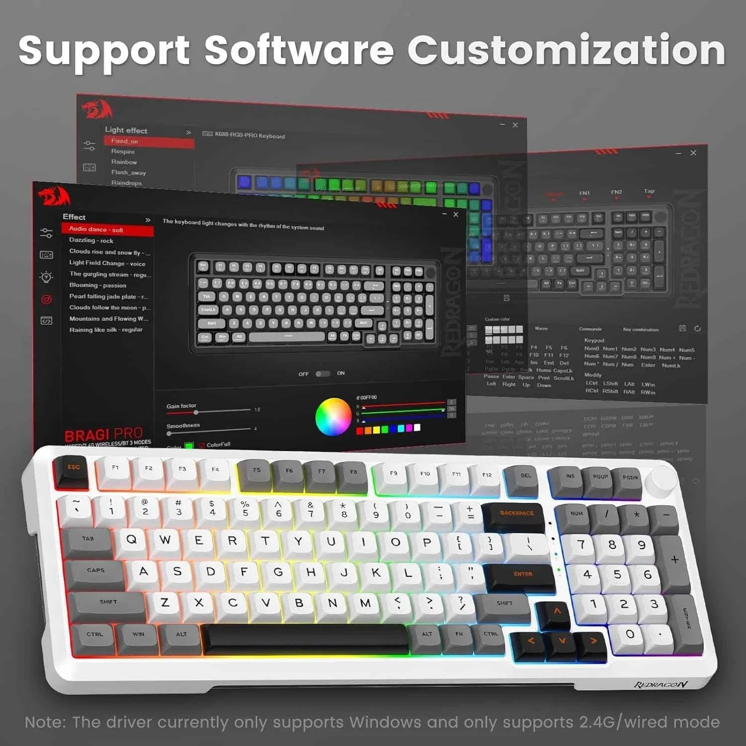 Redragon k688 wireless mechanical keyboard - 3 mode gasket mounted rgb - keyboard