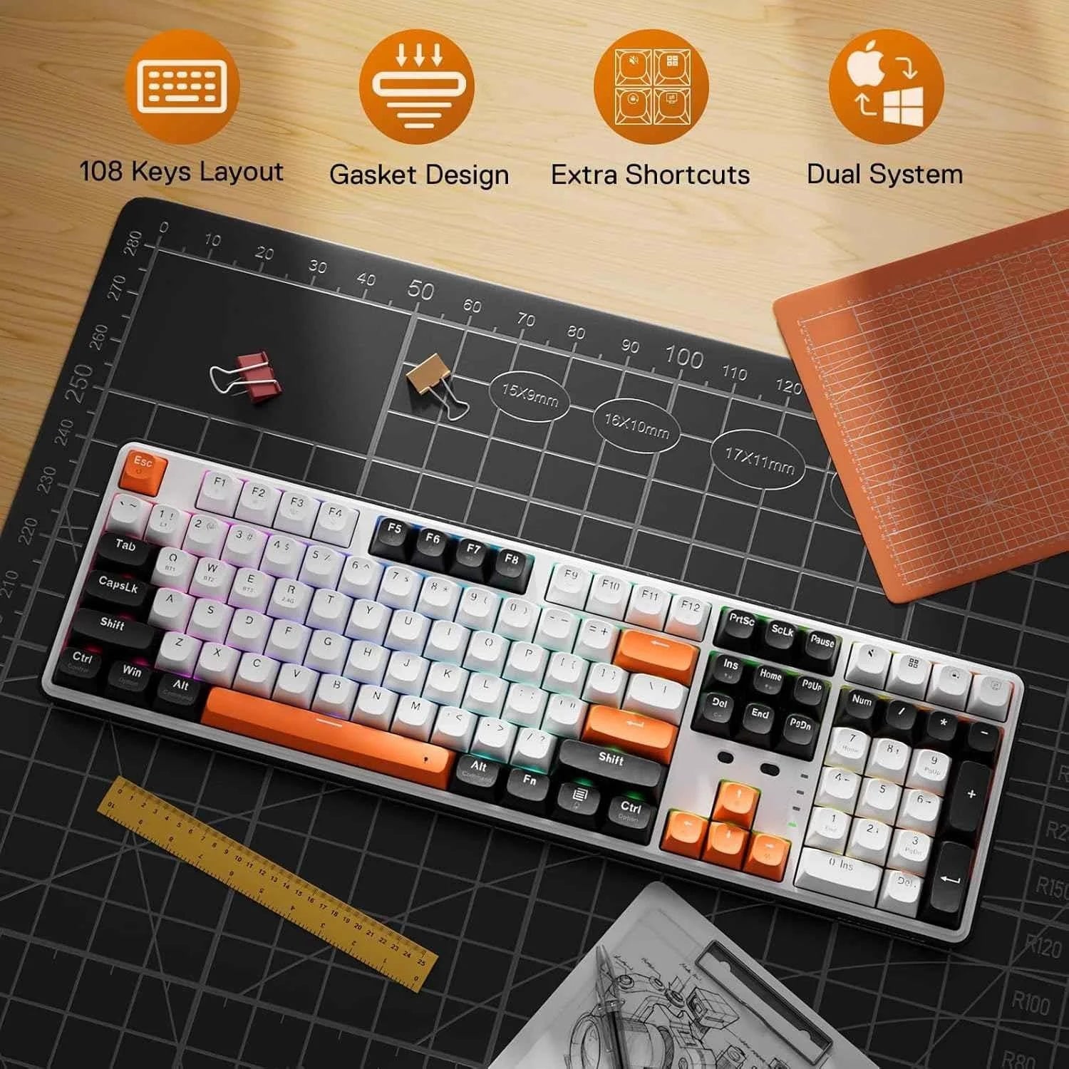 Redragon k689 pro wireless gaming keyboard - 104 keys + 4 extra for superior performance - keyboard
