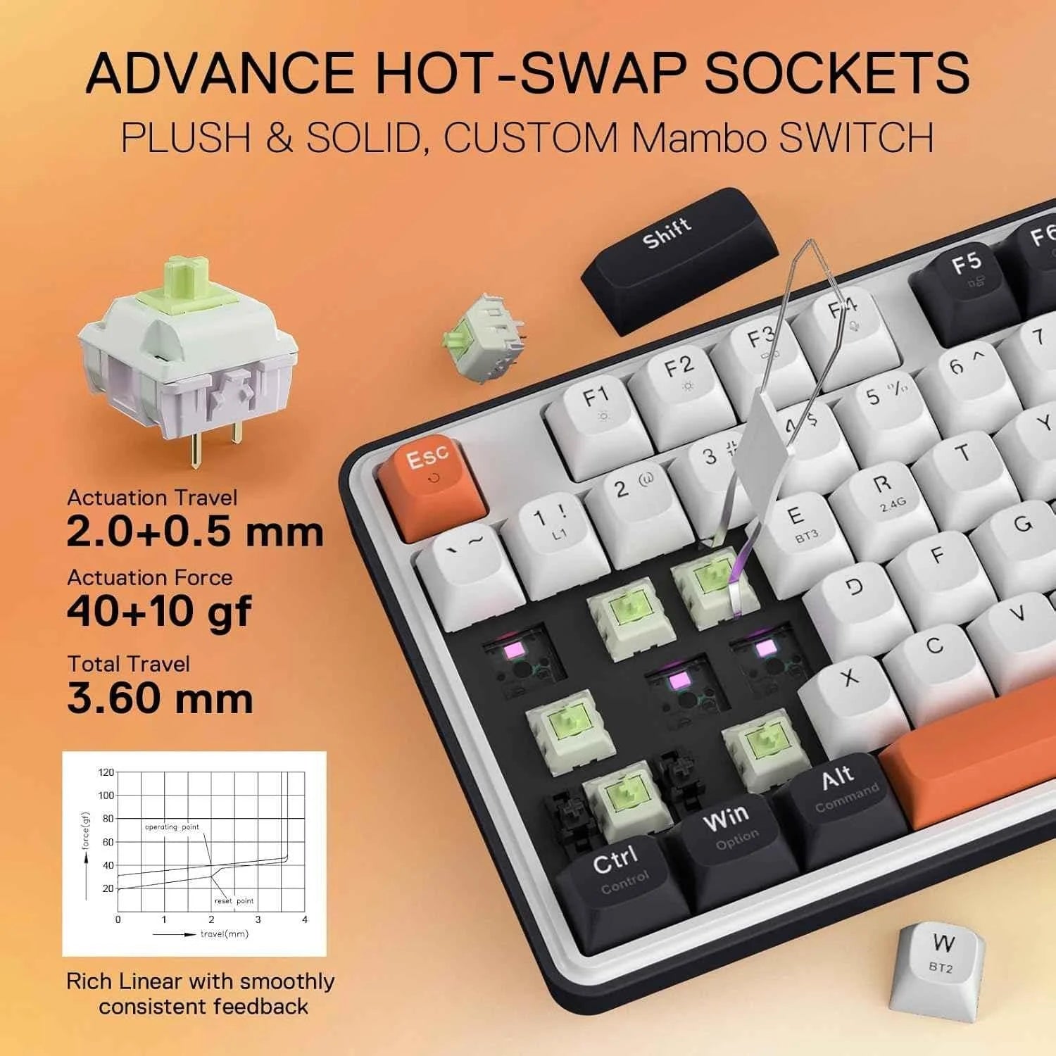 Redragon k689 pro wireless gaming keyboard - 104 keys + 4 extra for superior performance - keyboard