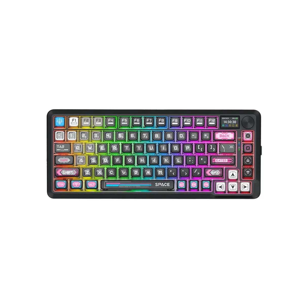 Redragon k708mc rgb flekact pro tri-mode 75% hot-swappable wireless mechanical keyboard with lcd display (sunuo switch)