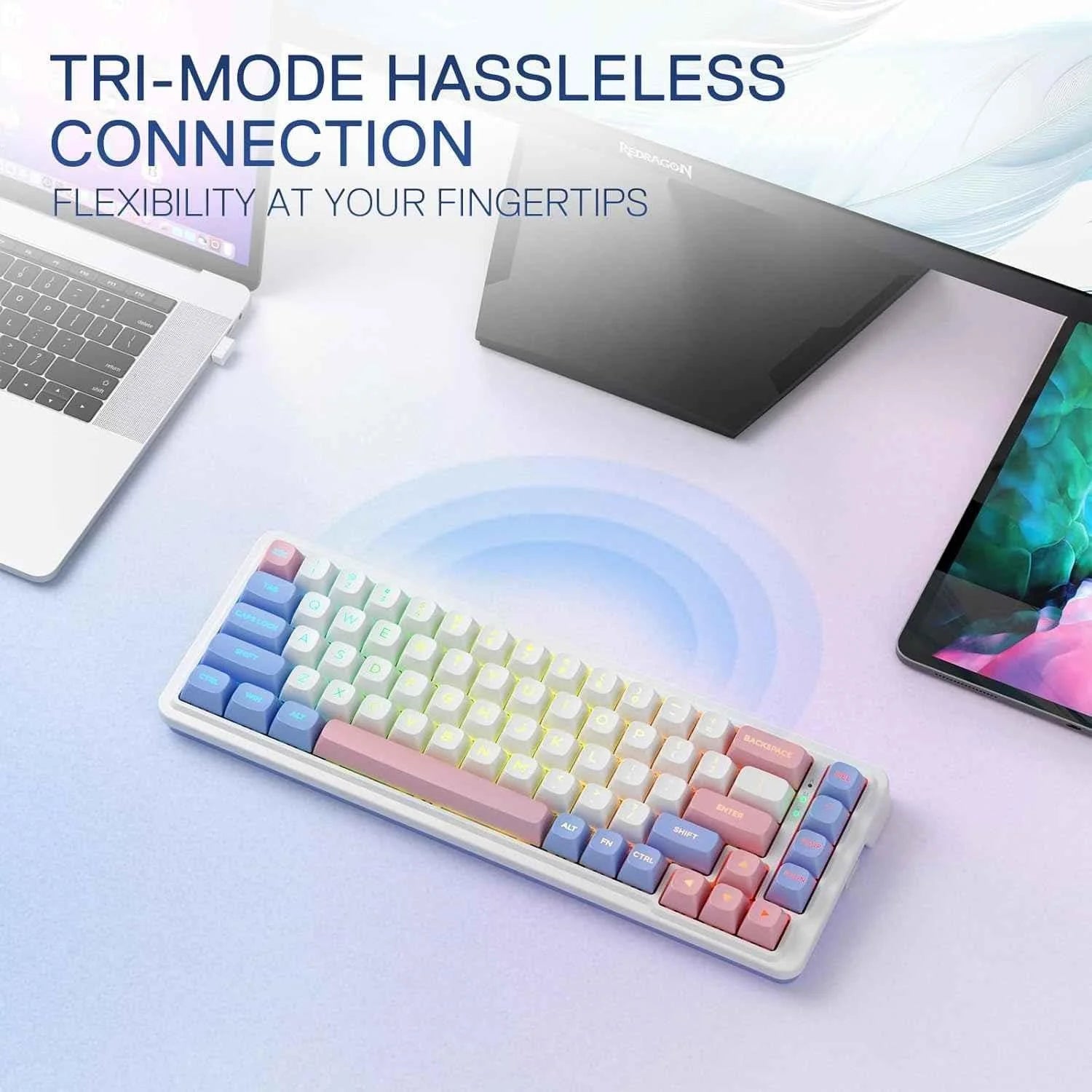 Redragon k709 pro wireless gaming keyboard - 65% gasket rgb design 68 keys hot-swap - keyboard