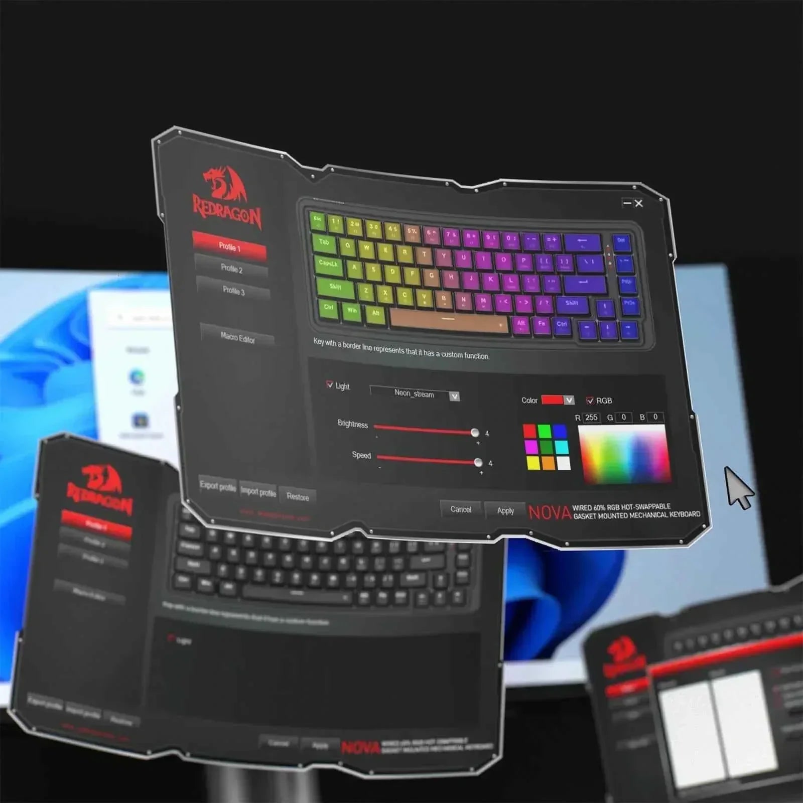 Redragon k709 rgb gaming keyboard - 65% wired gasket design with rgb lighting - keyboard